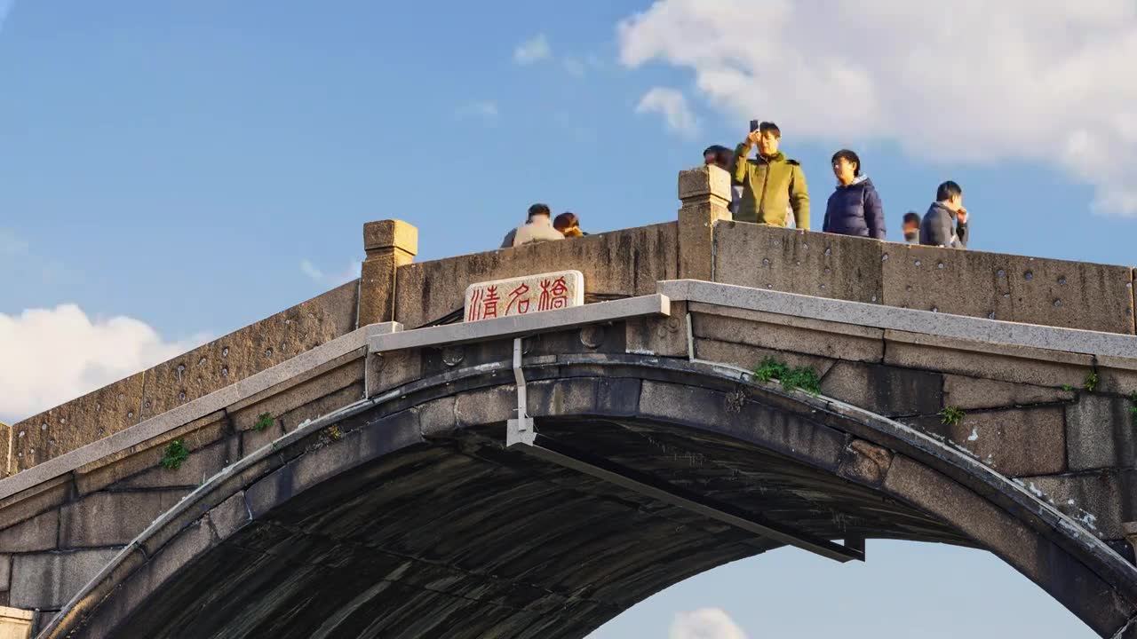 延时-无锡清名桥古运河景区视频素材画面1