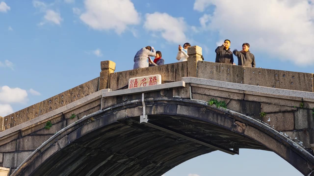 延时-无锡清名桥古运河景区视频素材画面4