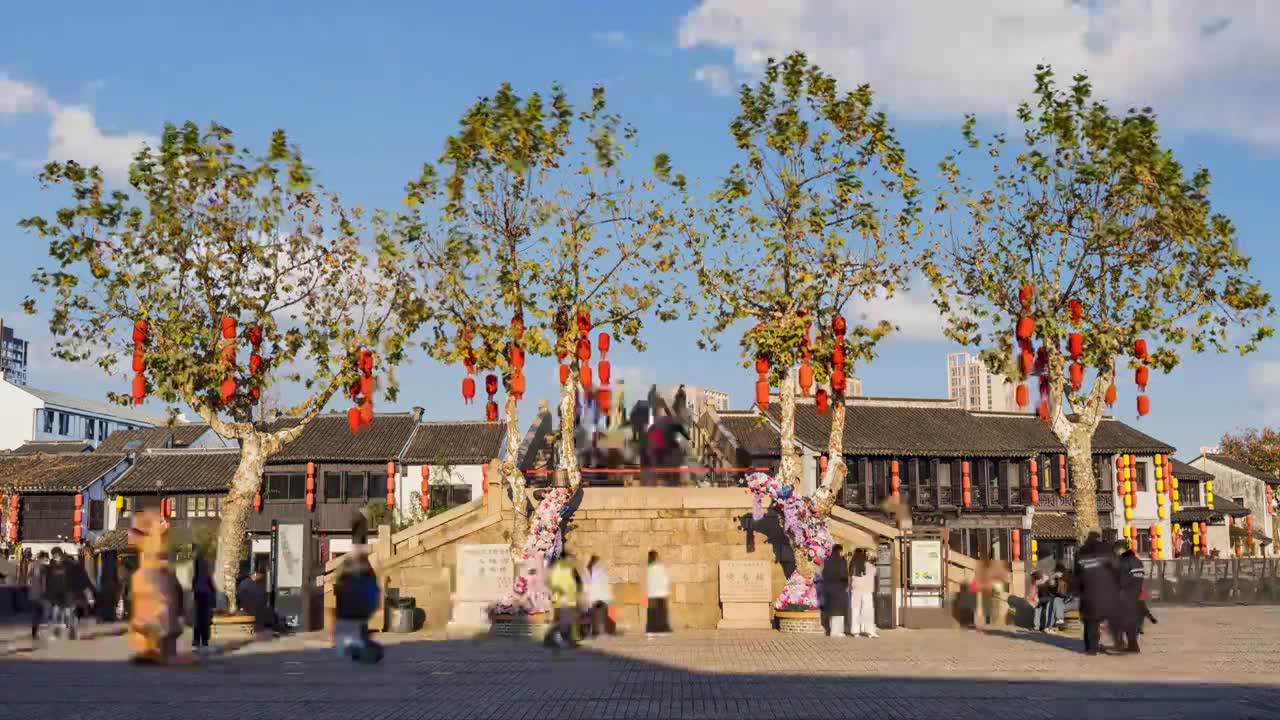 延时-无锡清名桥古运河景区视频素材画面1
