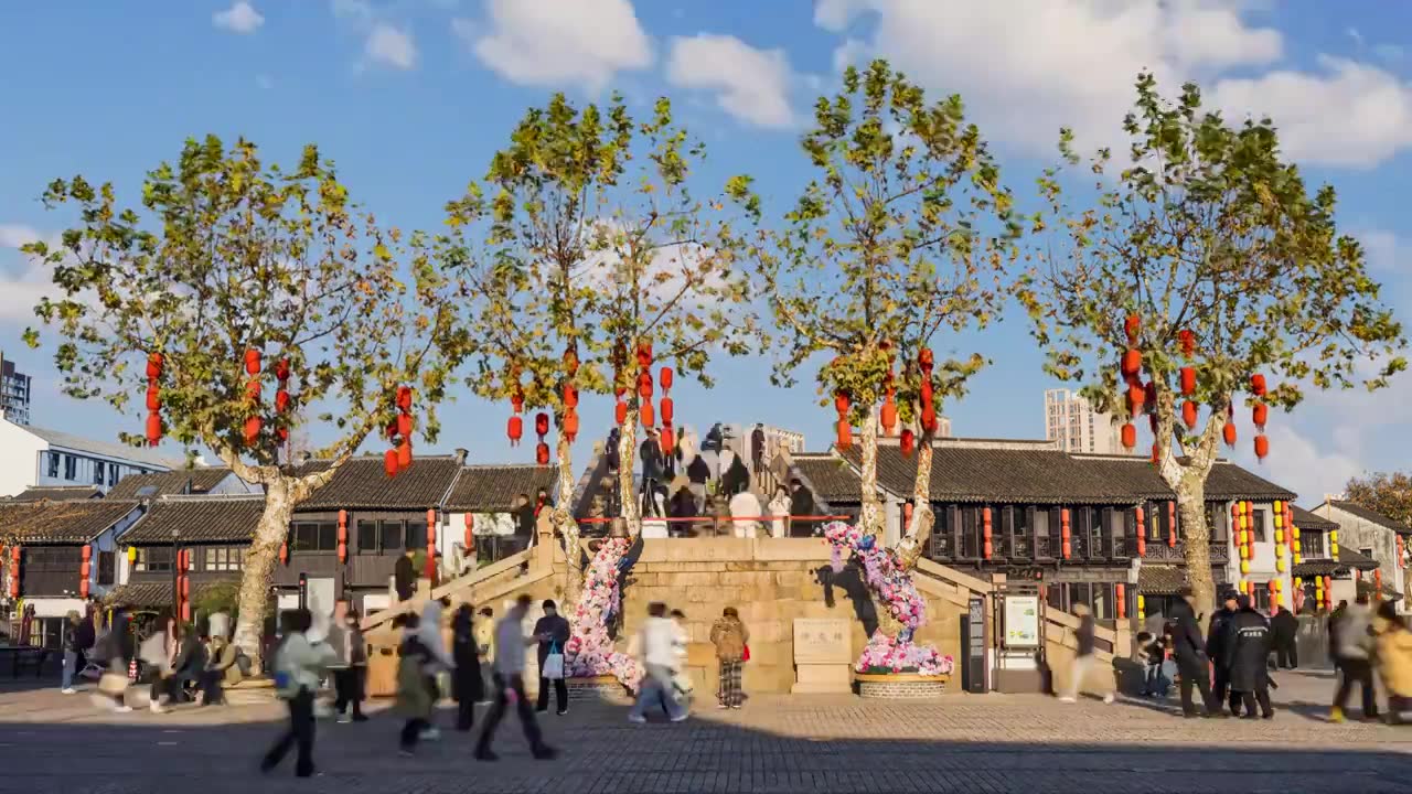 延时-无锡清名桥古运河景区视频素材画面4