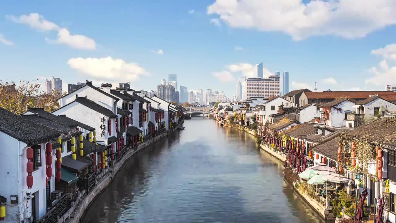 延时-无锡清名桥古运河景区视频素材画面1
