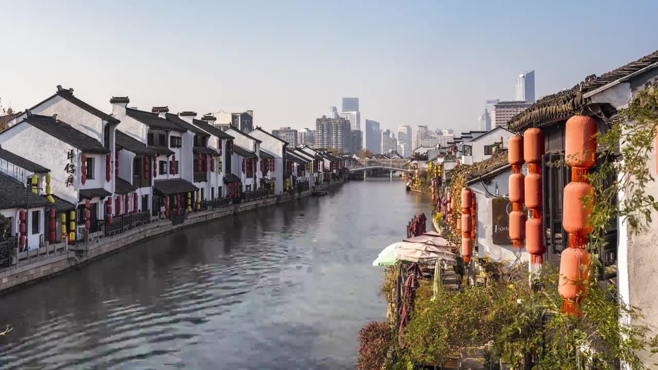 延时-无锡清名桥古运河景区视频素材画面1