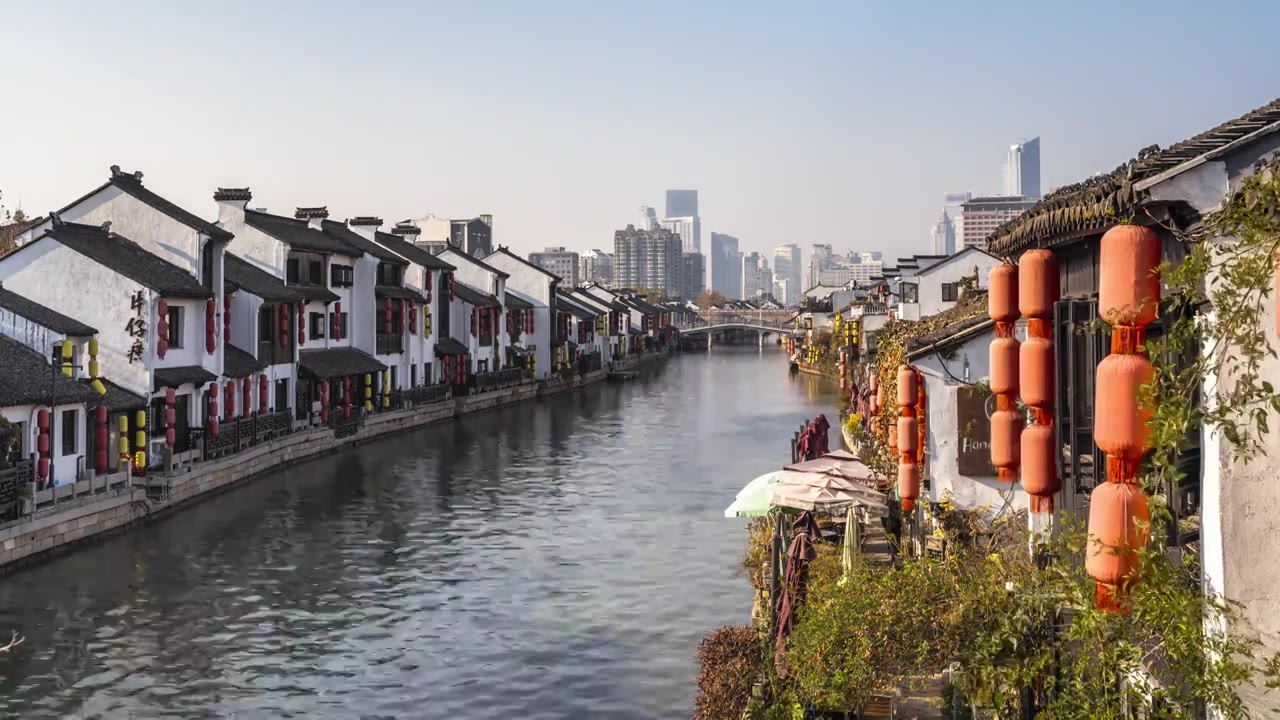 延时-无锡清名桥古运河景区视频素材画面4