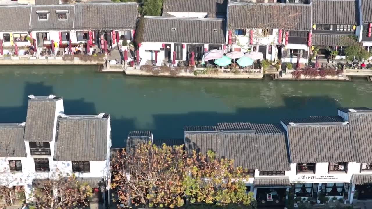 航拍无锡清名桥古运河街区视频素材画面1