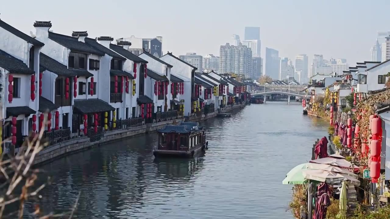 无锡清名桥古运河街区视频素材画面4
