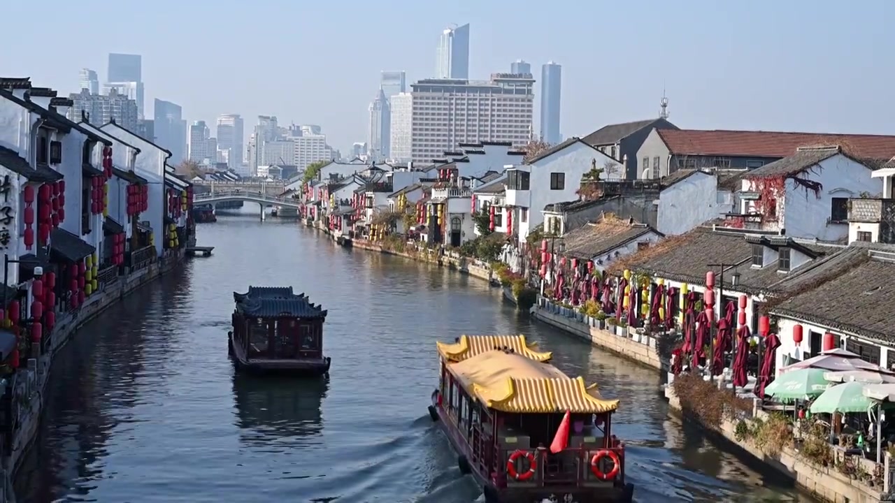 无锡清名桥古运河街区视频素材画面3
