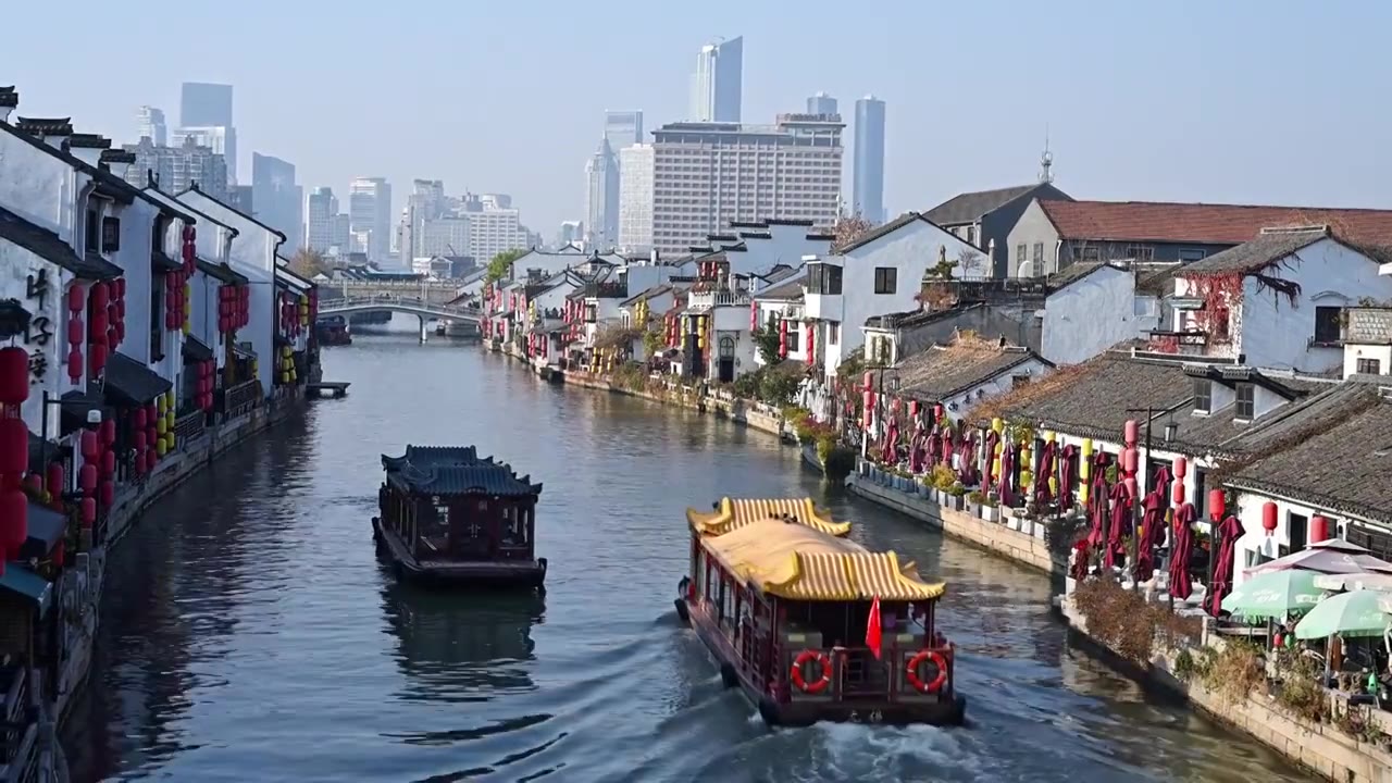 无锡清名桥古运河街区视频素材画面4