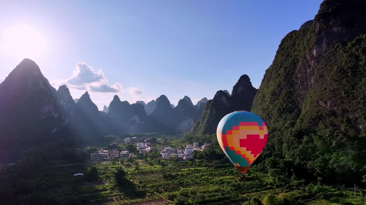 合集-广西桂林山水黄布倒影航拍美景视频素材画面3