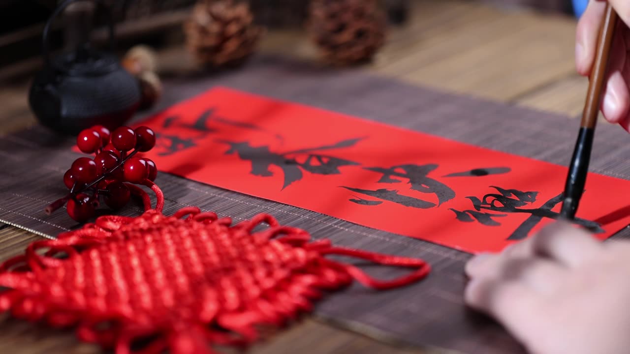 合集-手写春联贺新年视频素材画面1