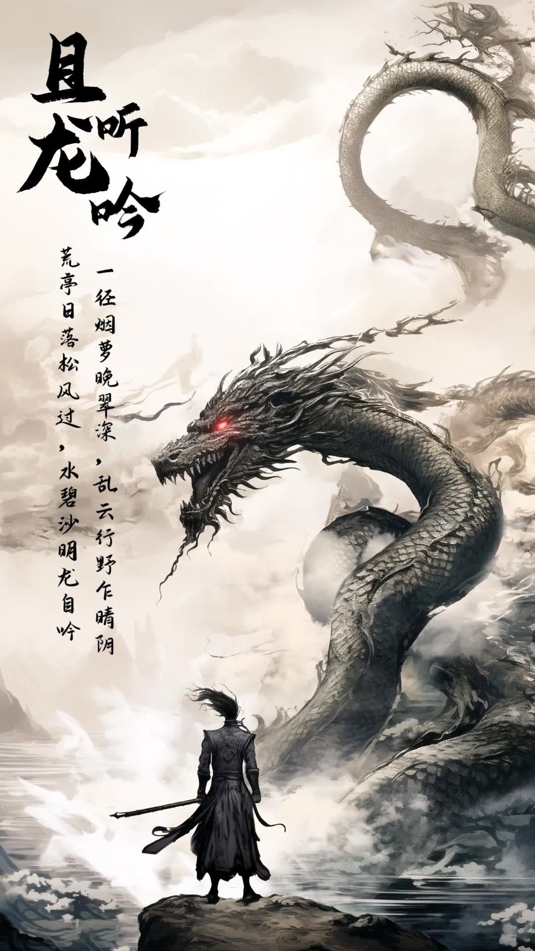 武侠中国龙水墨震撼竖屏标题模板视频素材画面2