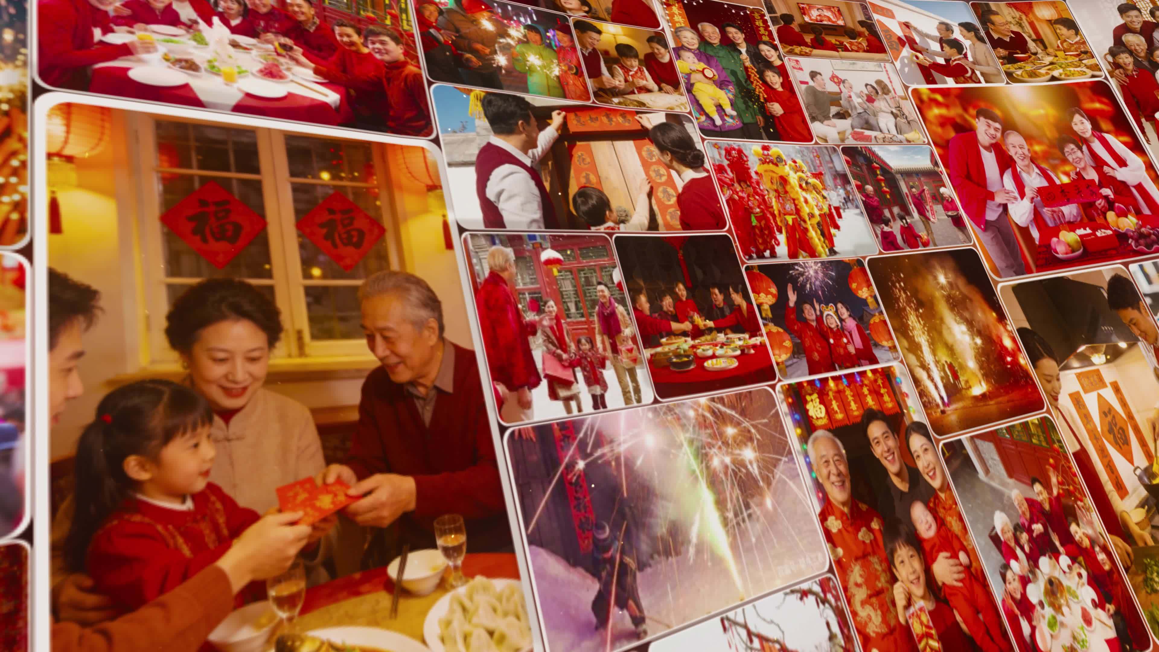 2026春节国风多图温馨照片墙标题片头视频素材画面2