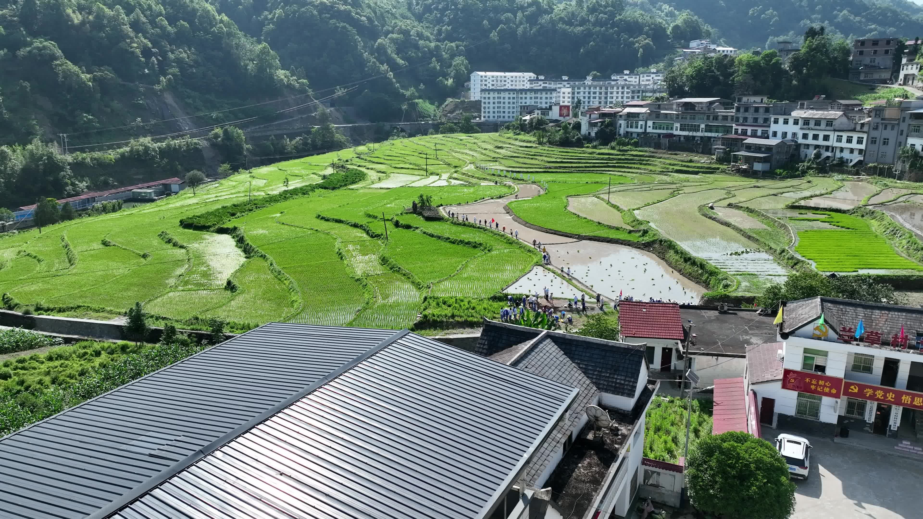 高清紫阳县高桥镇乡村航拍视频素材画面1