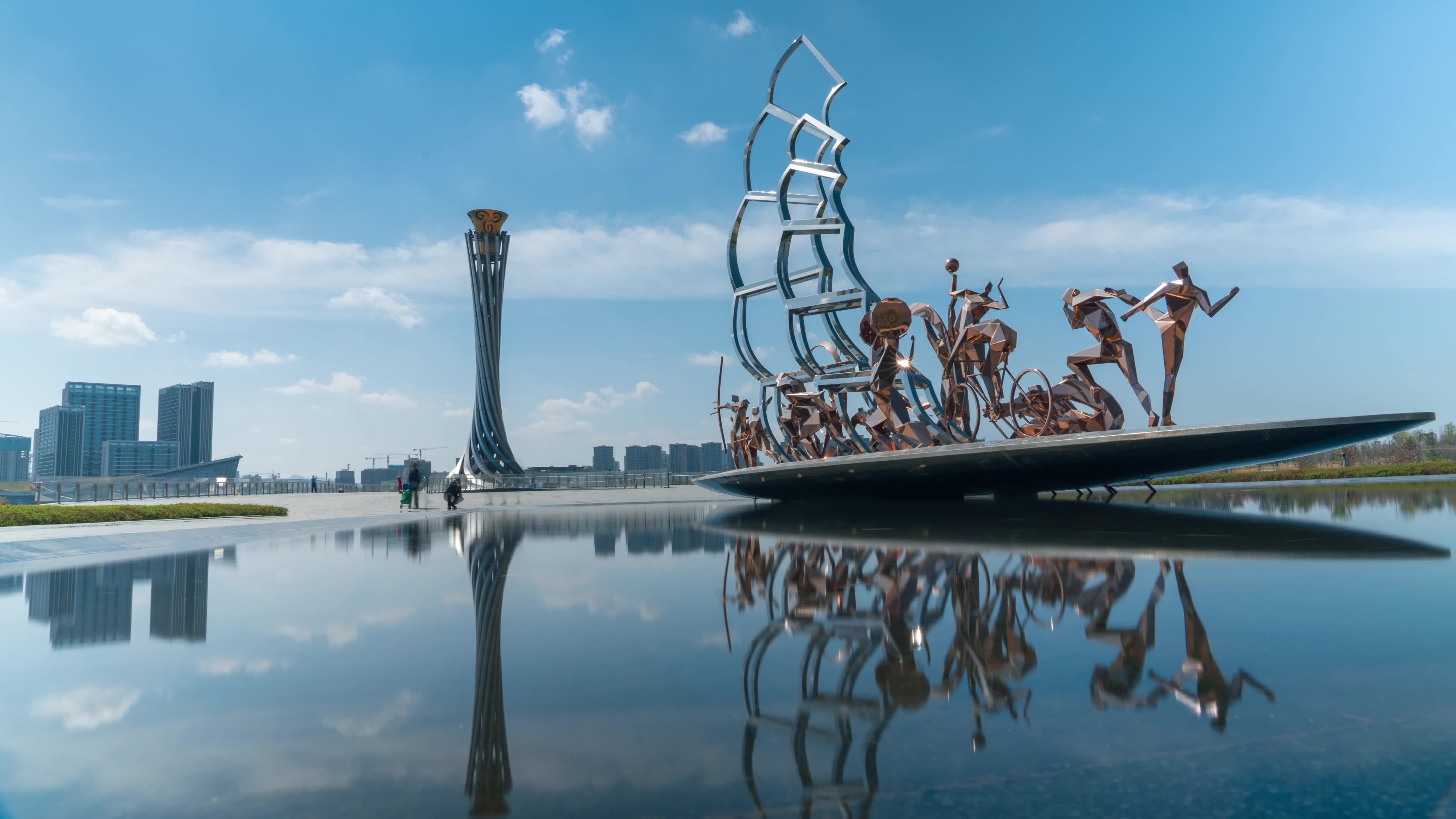 成都大运会体育公园延时摄影视频素材画面1