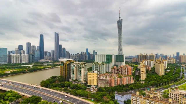 广州CBD建筑群在台风山竹过后的延时视频素材