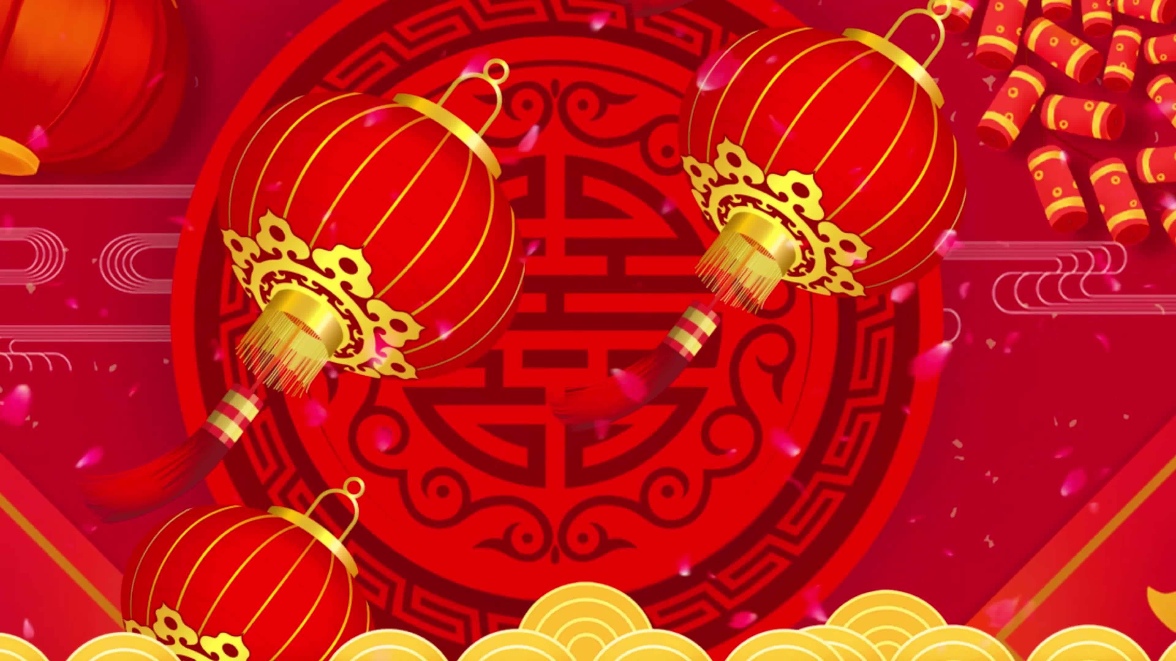 拜新年LED大屏舞台背景视频素材画面3