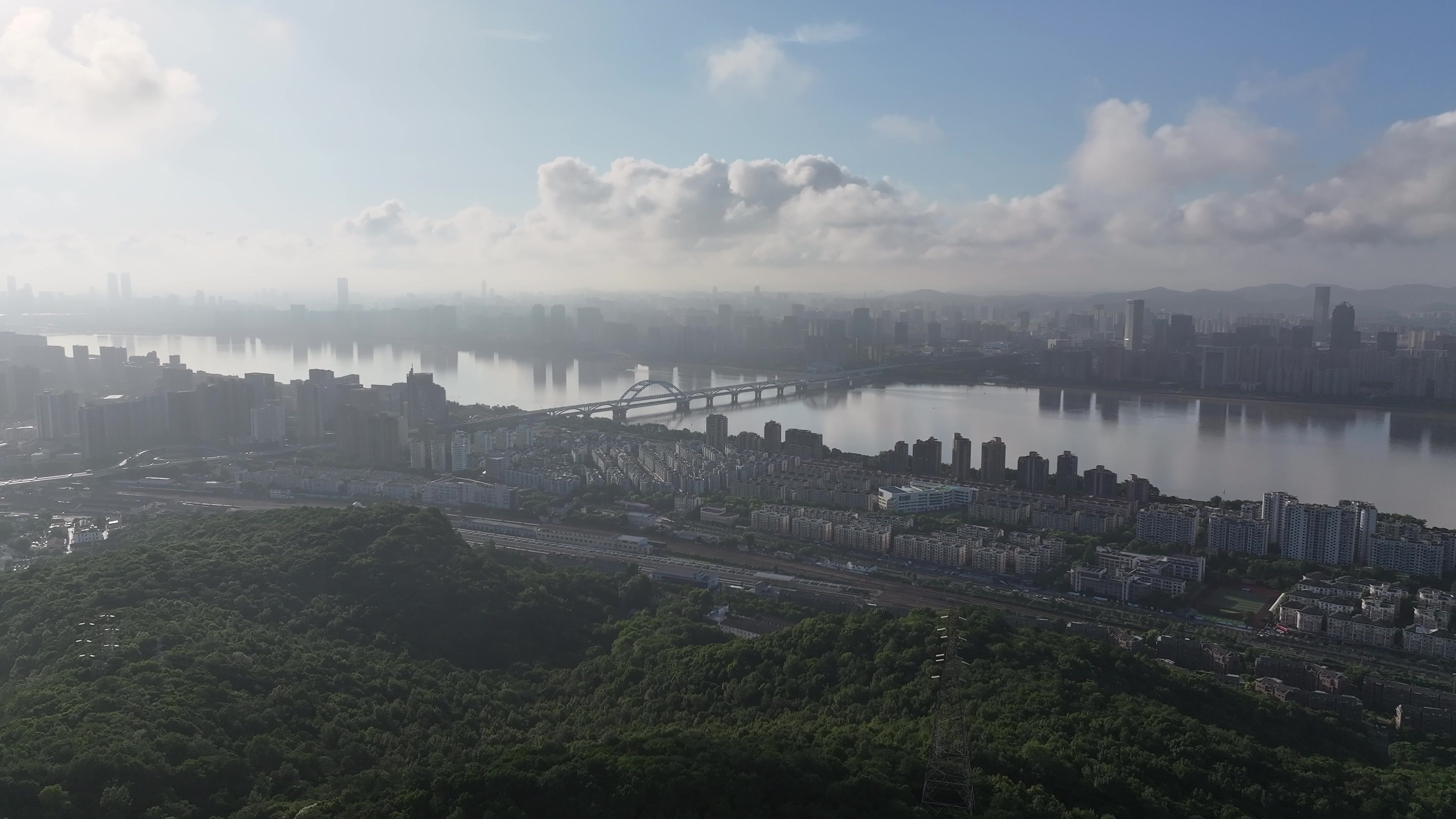 浙江杭州西湖八卦田全景航拍4k视频素材画面2