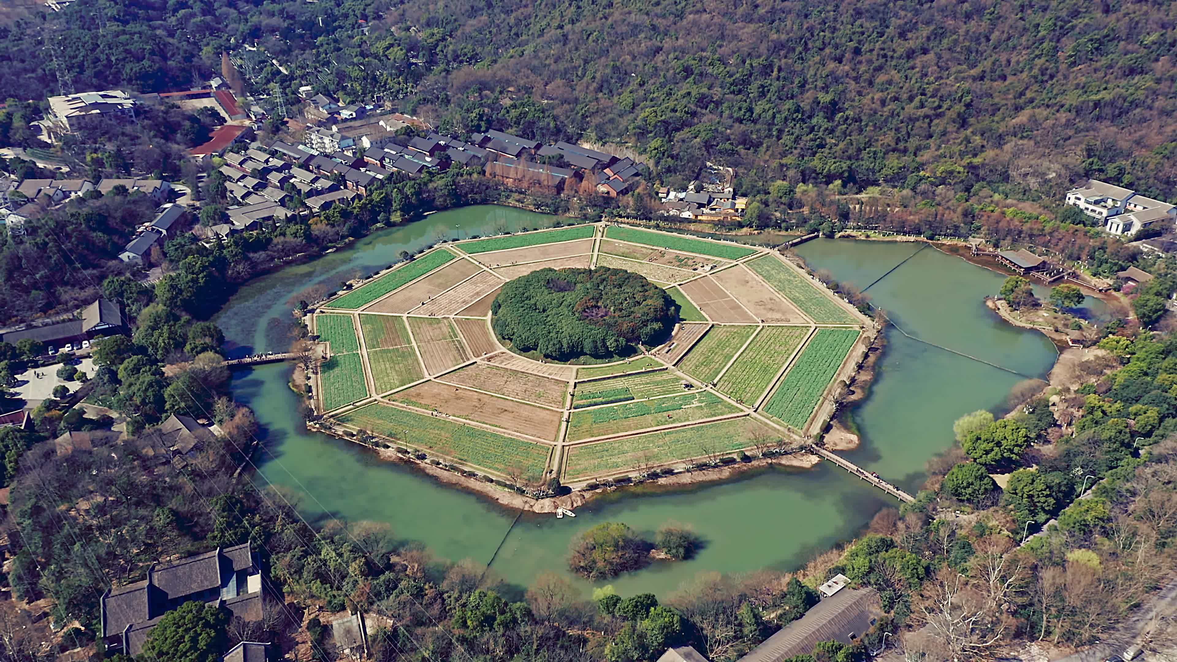 杭州八卦田景区4k航拍（1）视频素材画面2