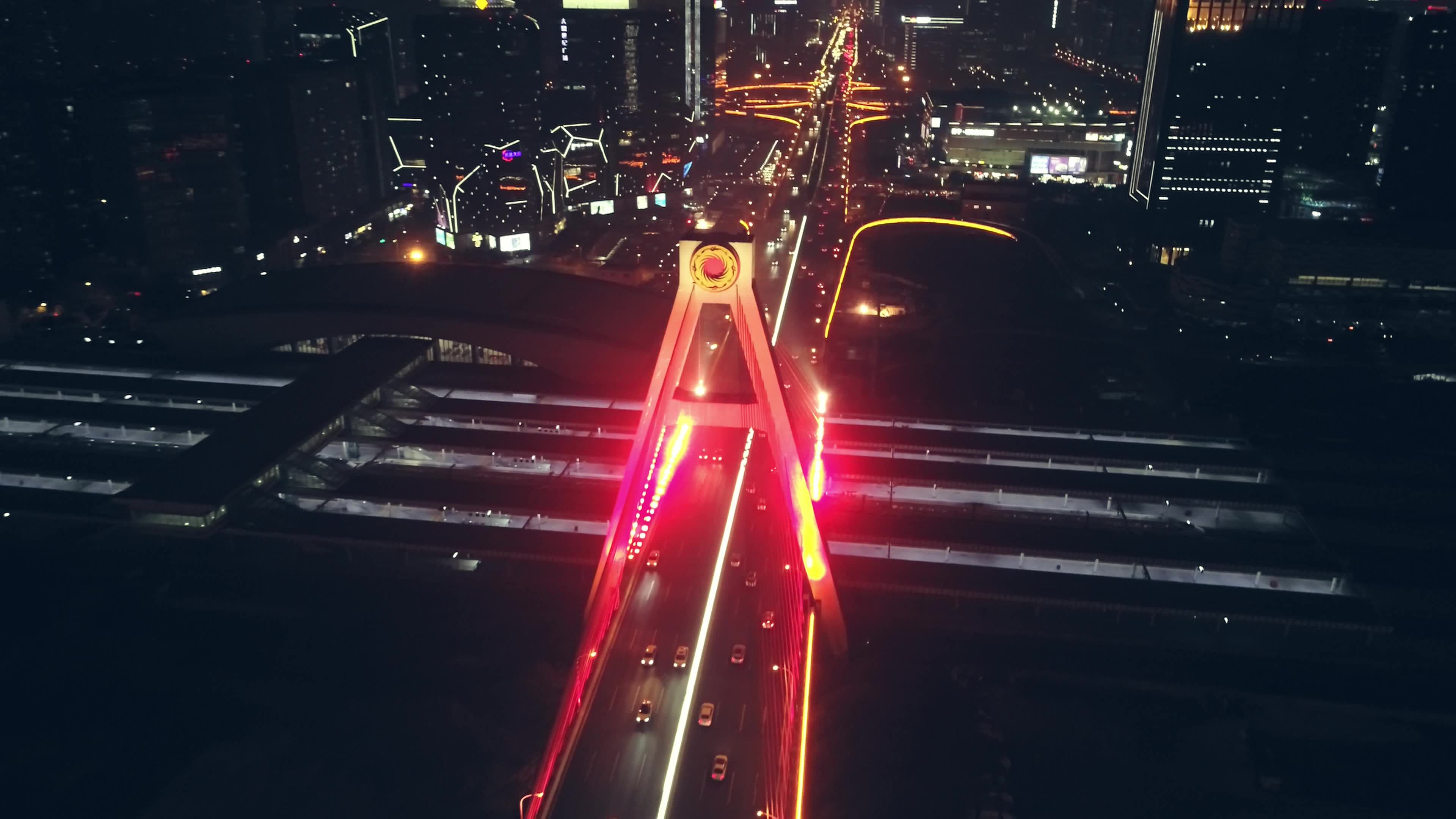 成都天府立交桥夜景航拍视频素材画面3