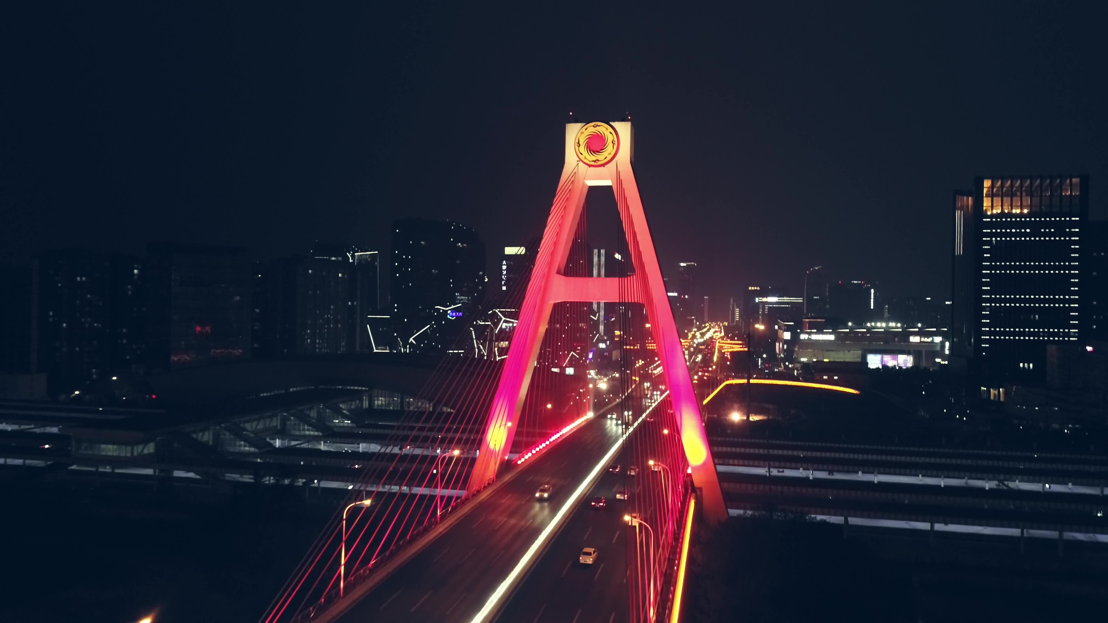 成都天府立交桥夜景航拍视频素材画面4