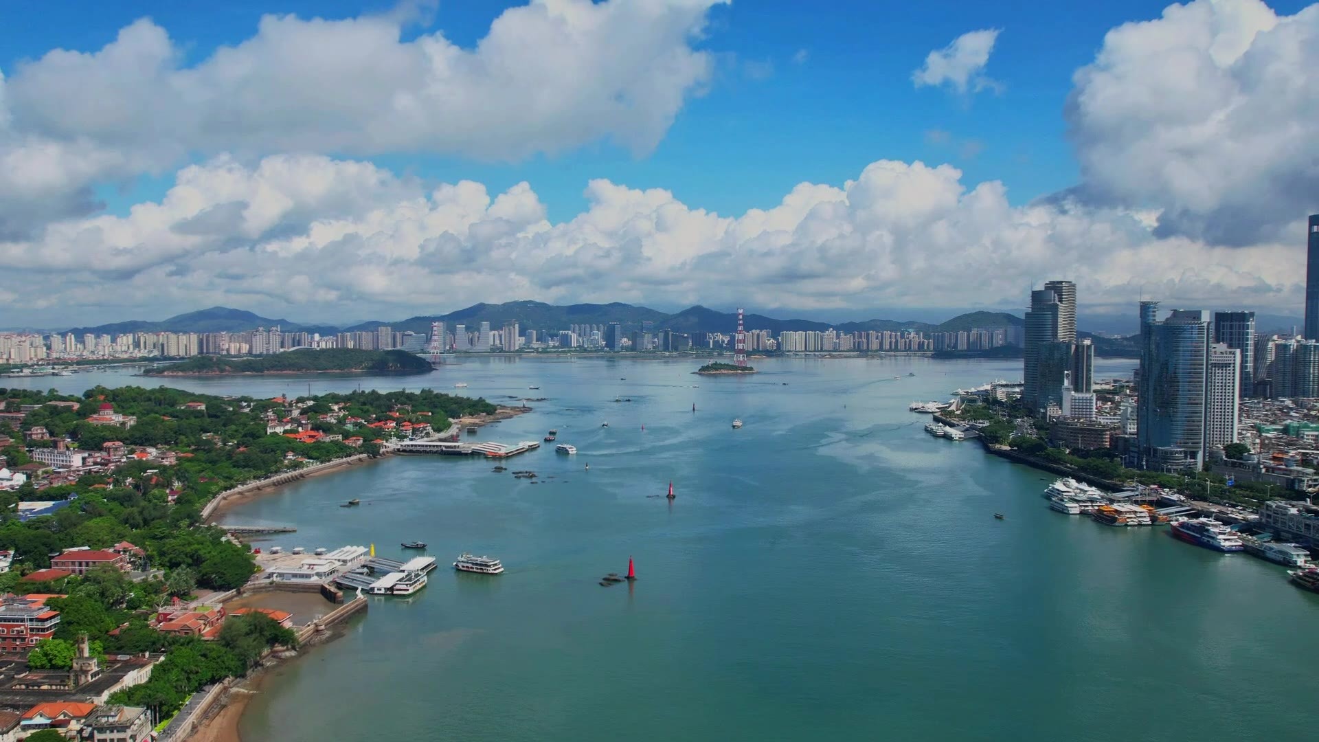 航拍厦门城市风光延时视频素材画面3