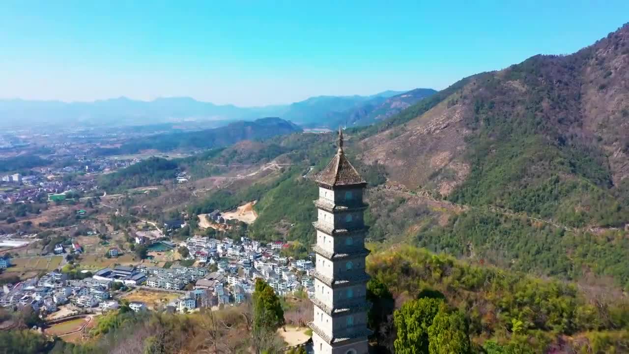 浙江天台，天台山风光，赤城山紫荆花，合集视频素材画面1