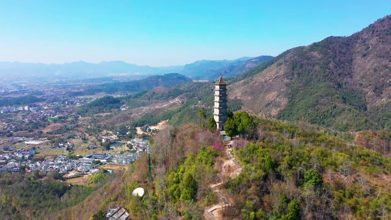浙江天台，天台山风光，赤城山紫荆花，合集视频素材画面3