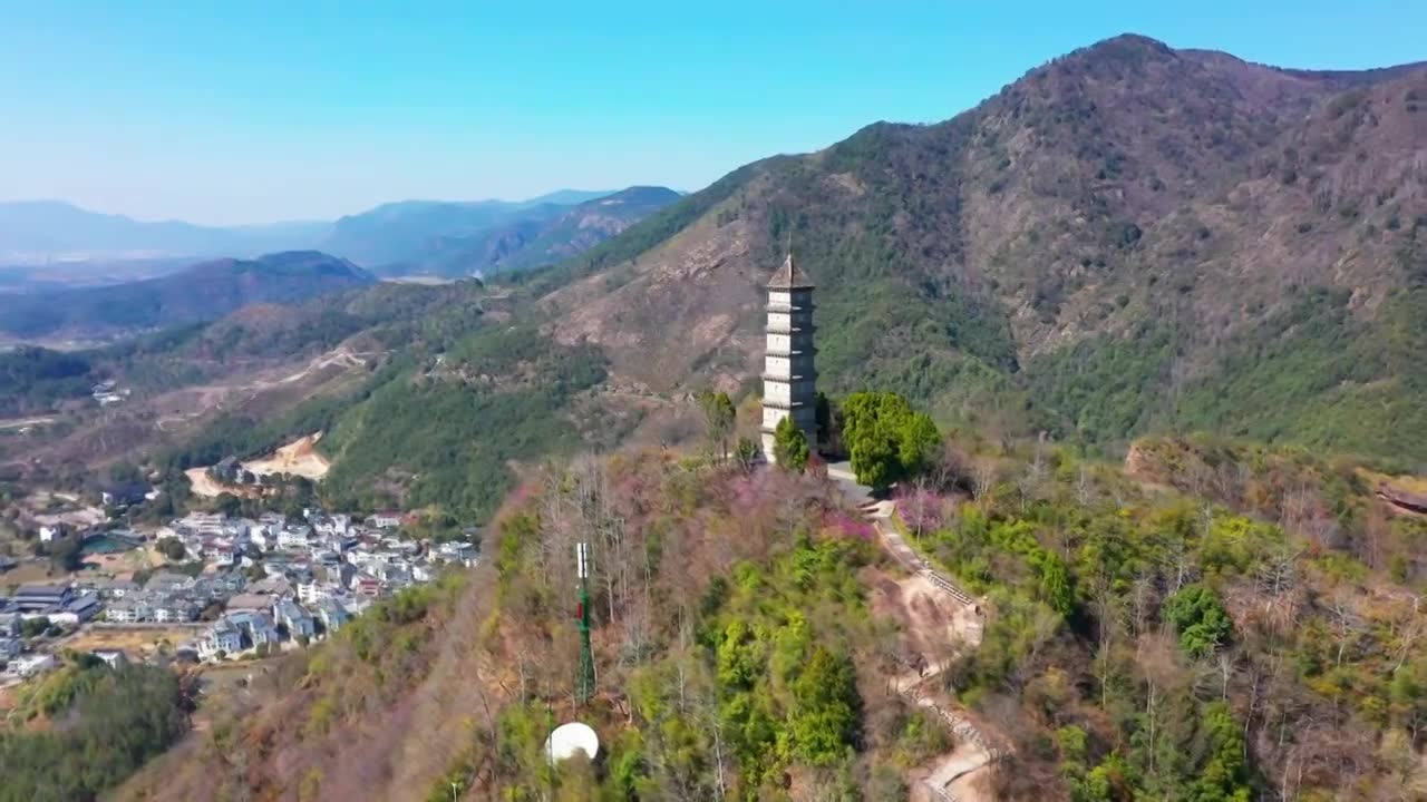 浙江天台，天台山风光，赤城山紫荆花，合集视频素材画面1