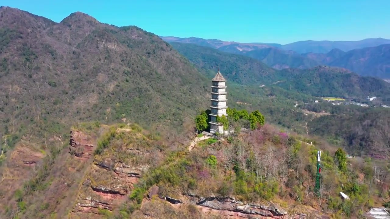 浙江天台，天台山风光，赤城山紫荆花，合集视频素材画面4