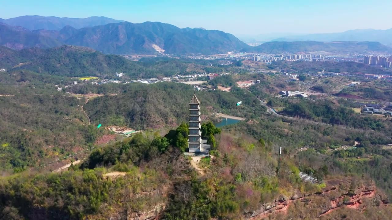 浙江天台，天台山风光，赤城山紫荆花，合集视频素材画面1