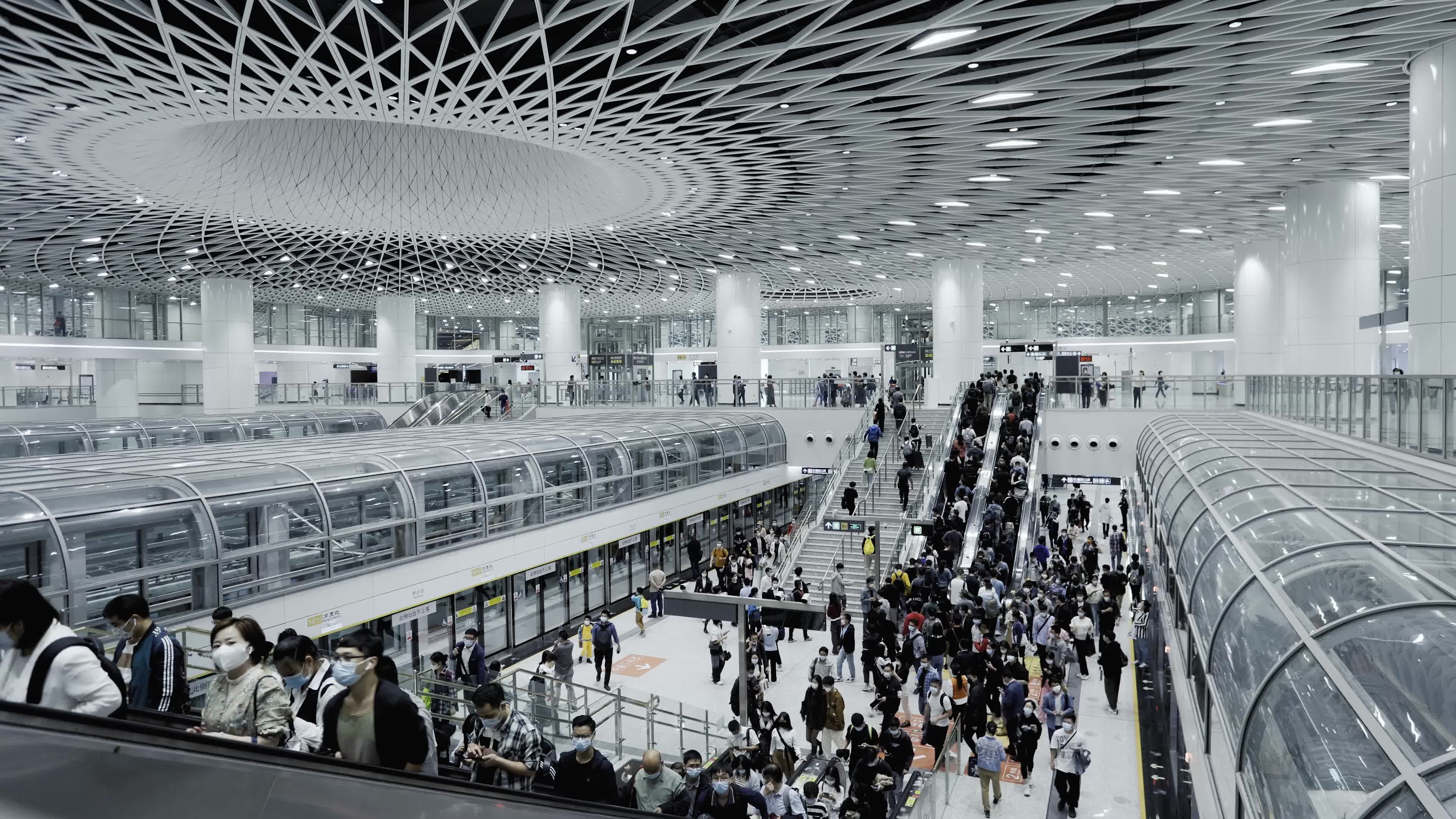 深圳地铁岗厦北视频素材画面2