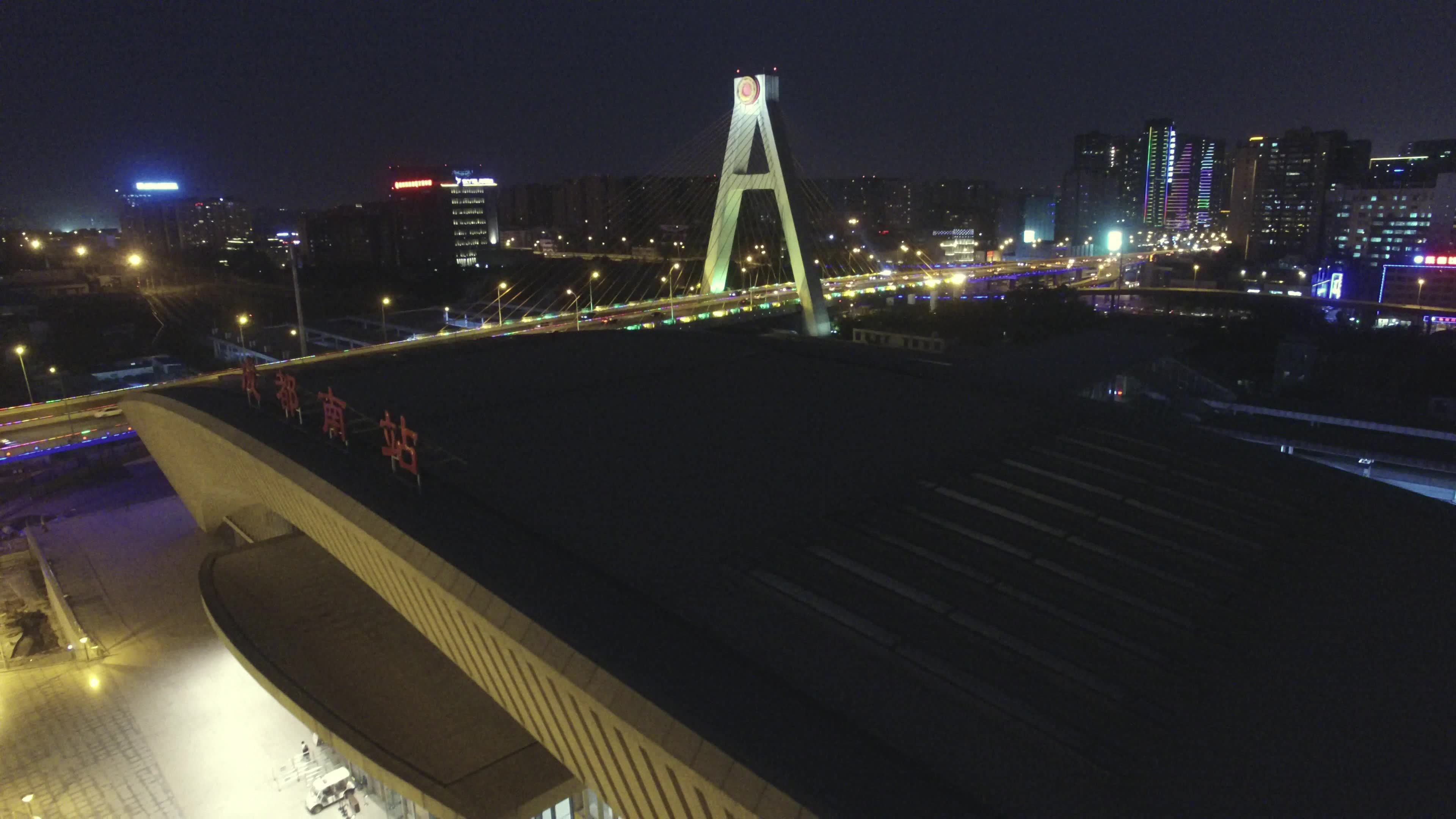 成都市天府立交桥夜景航拍素材视频素材画面4