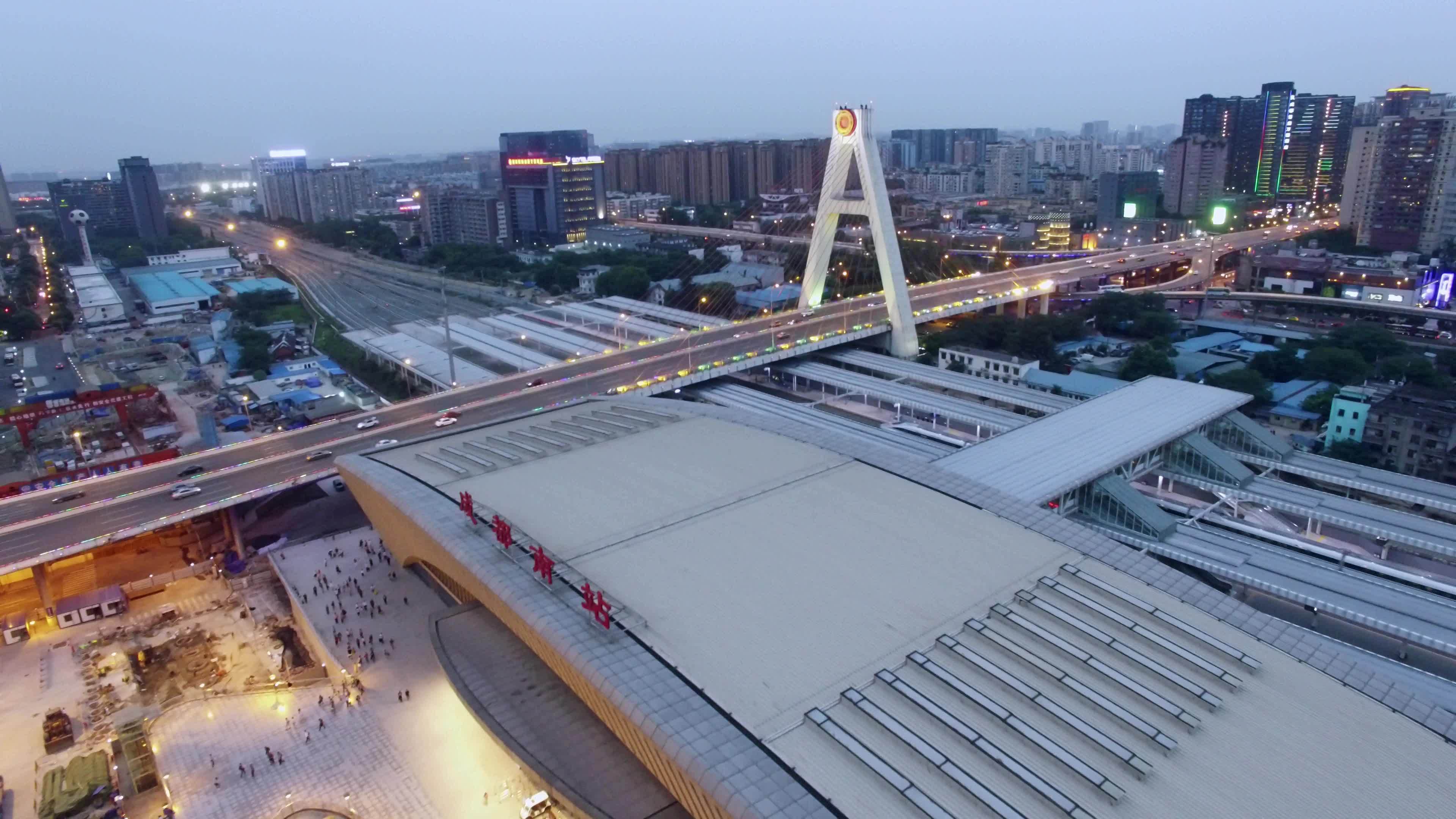 成都市天府立交桥夜景航拍素材视频素材画面1