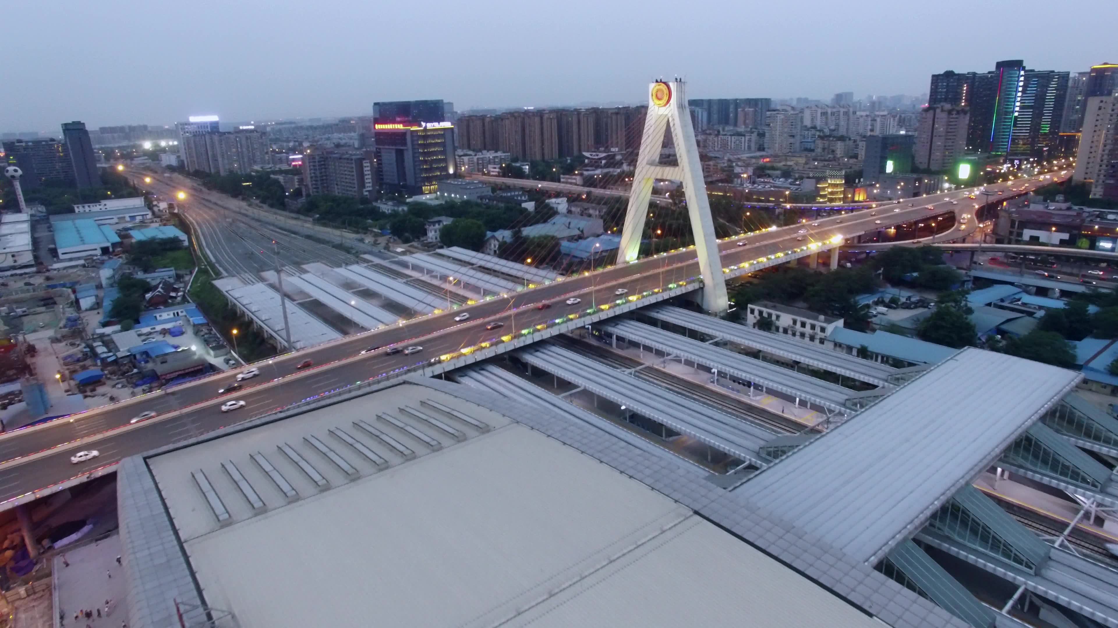 成都市天府立交桥夜景航拍素材视频素材画面3