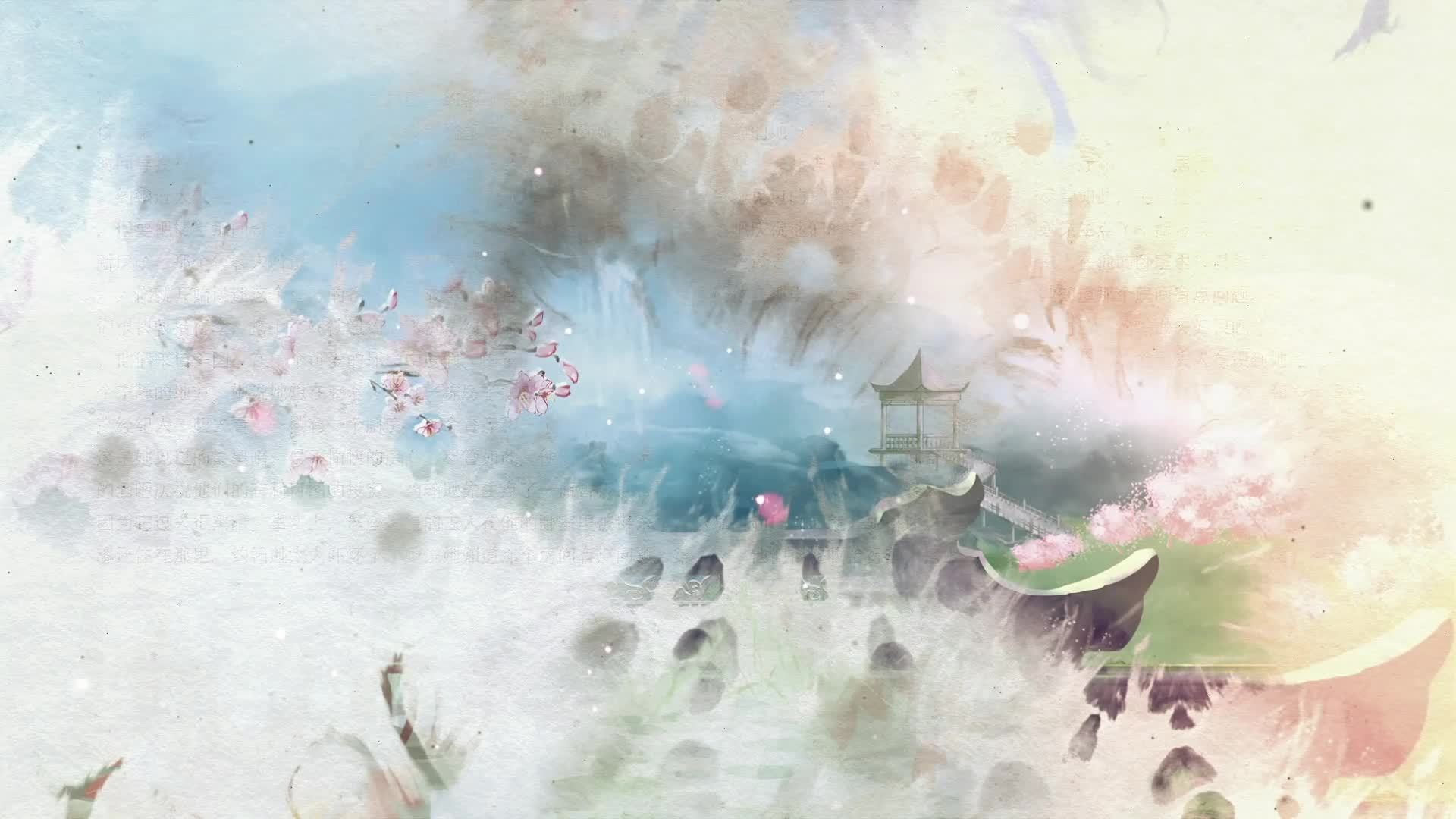西窗烟雨 水墨古风舞台背景视频视频素材画面4