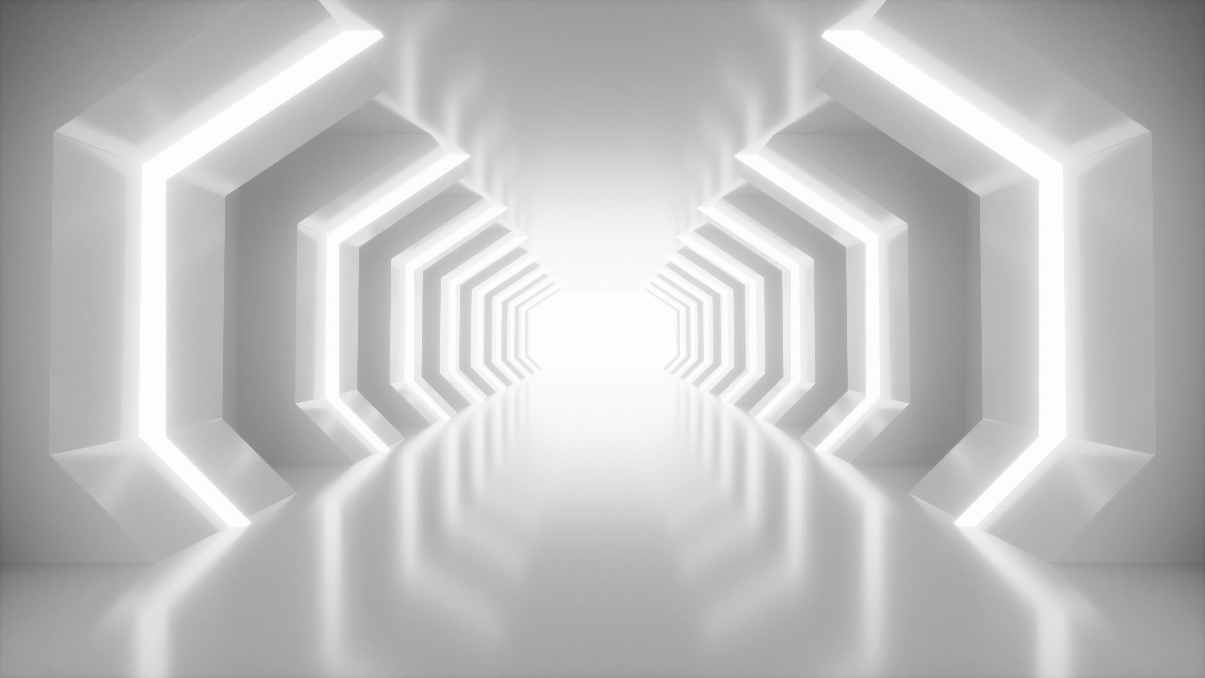 白色未来感隧道3D渲染视频素材画面1