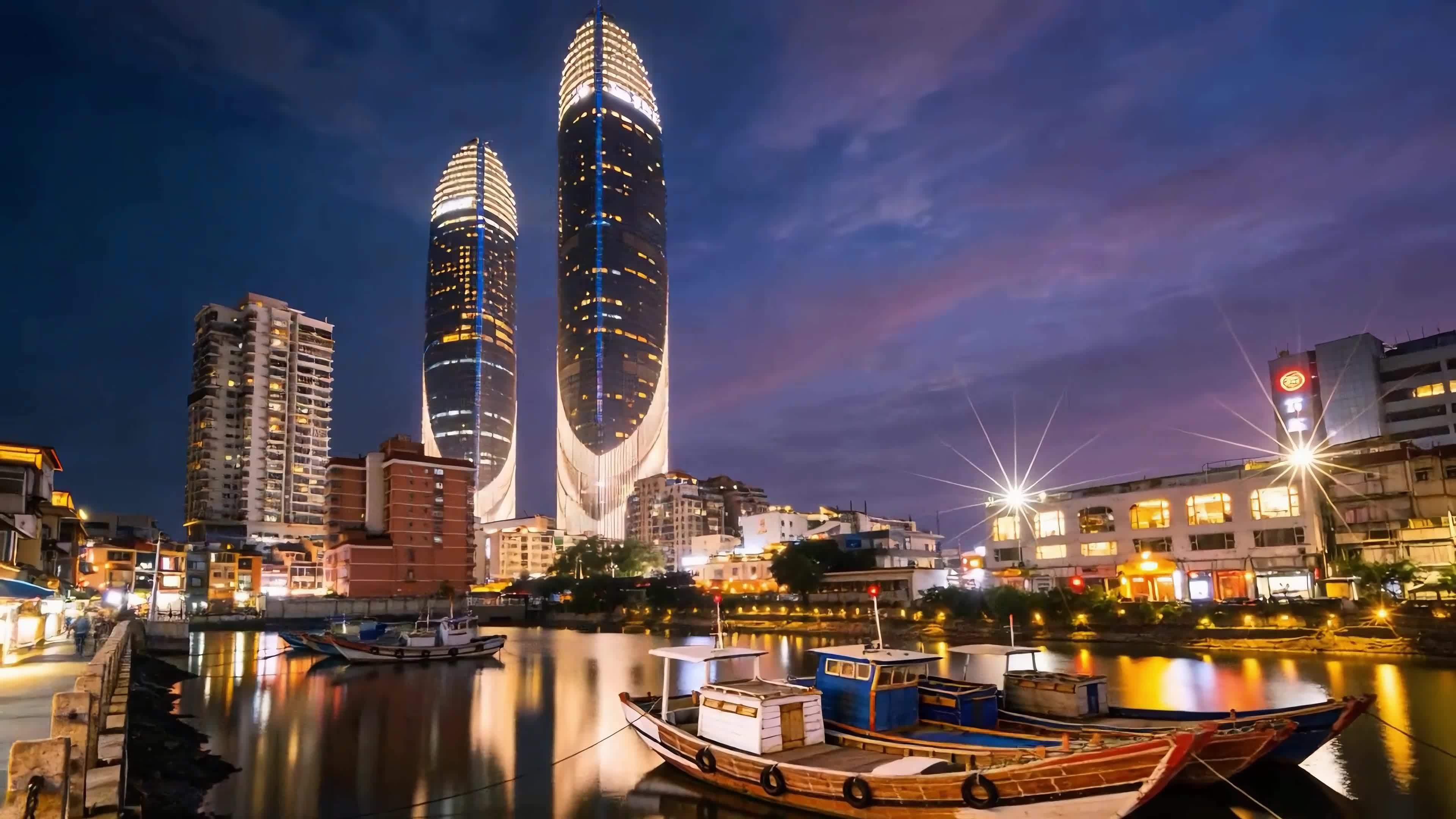 厦门城市地标夜景视频素材画面4