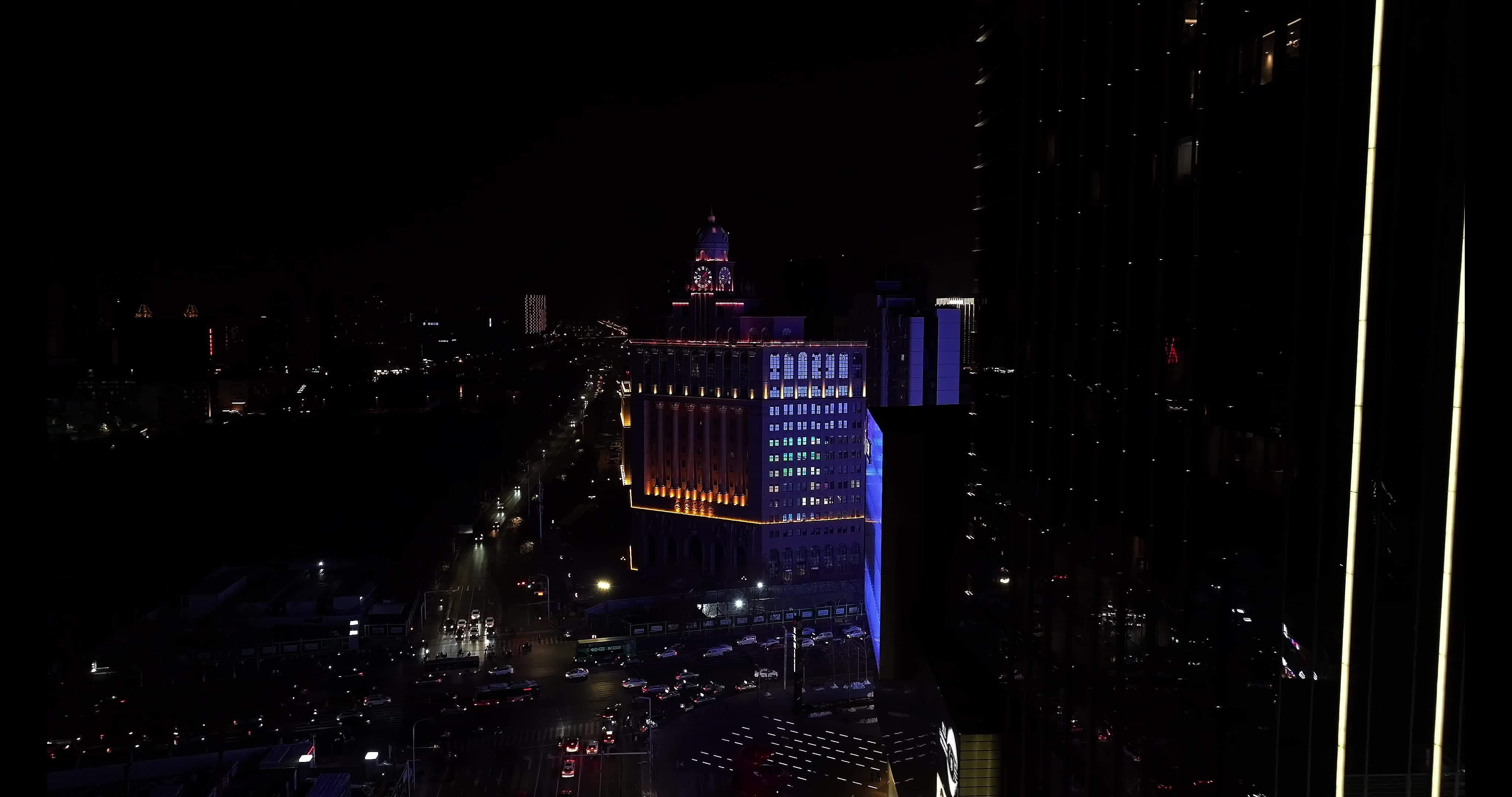 郑州花园路东风路正弘城夜景城市航拍视频素材画面2