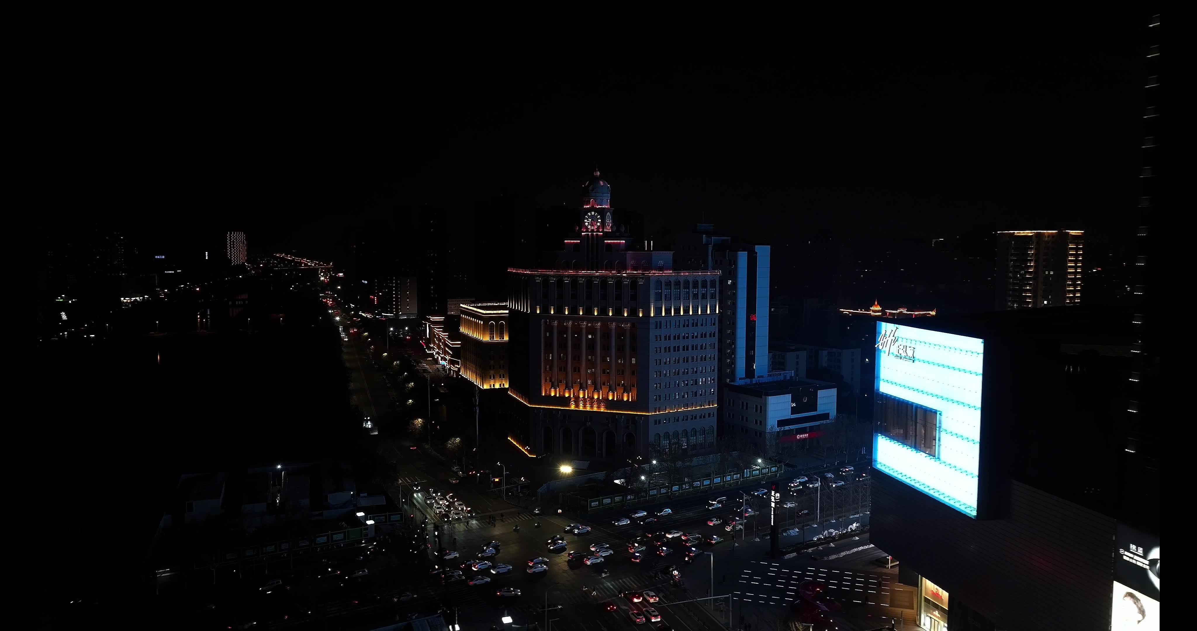 郑州花园路东风路正弘城夜景城市航拍视频素材画面4