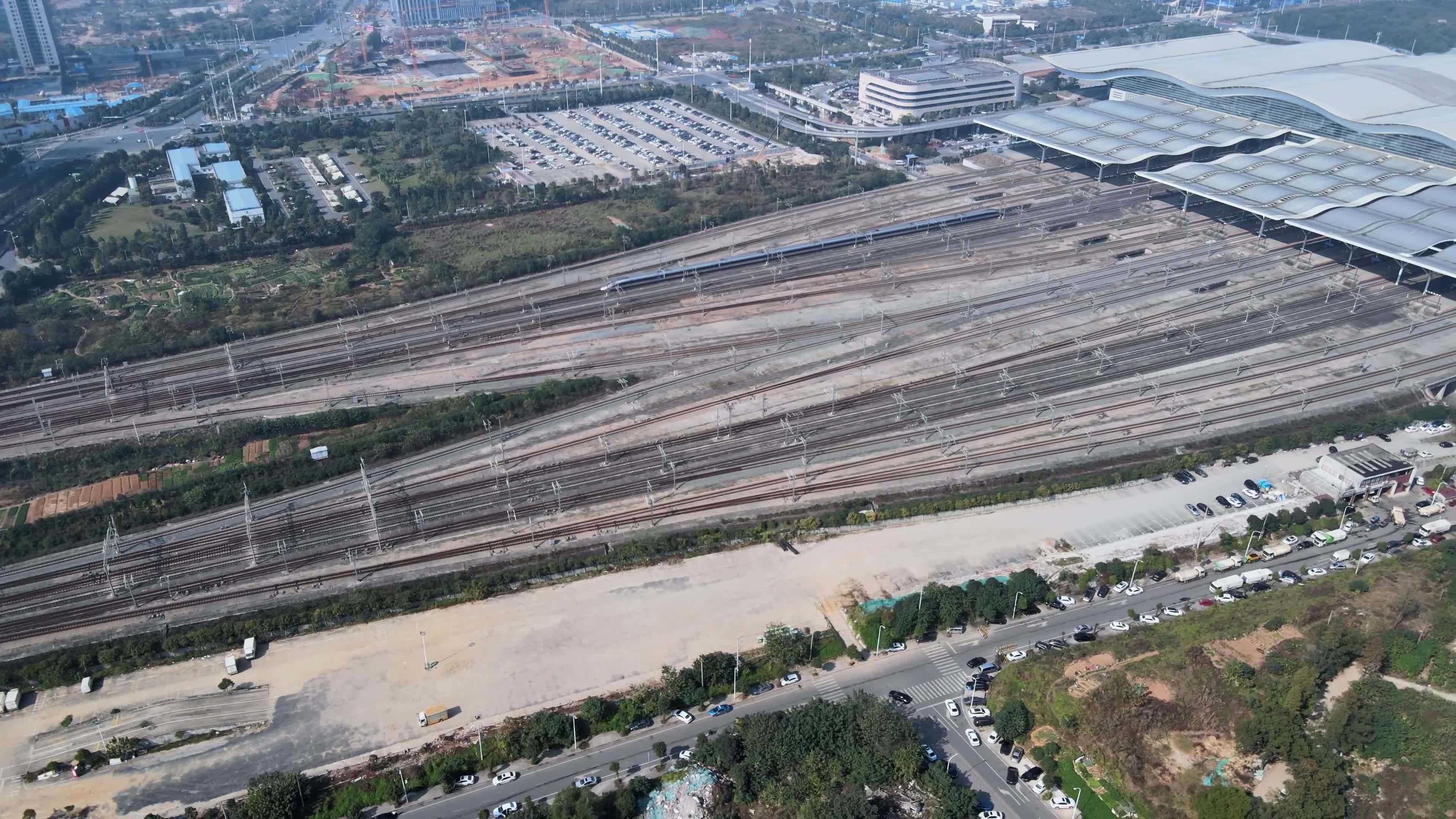 长沙南站航拍多镜头视频素材画面1