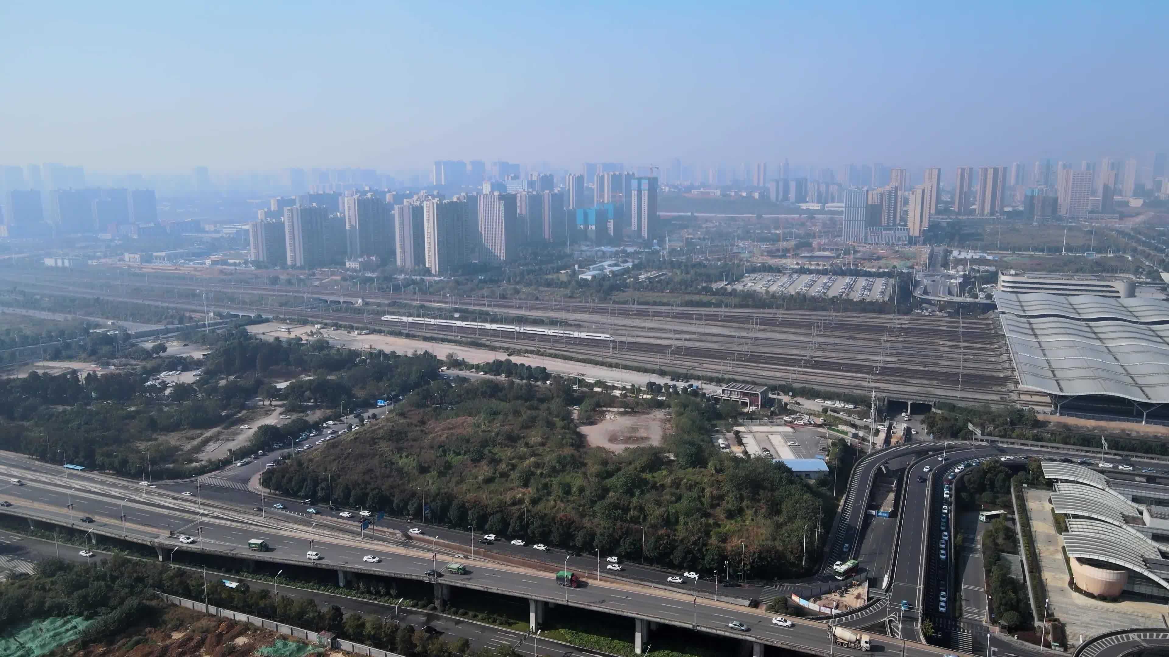 长沙南站航拍多镜头视频素材画面3