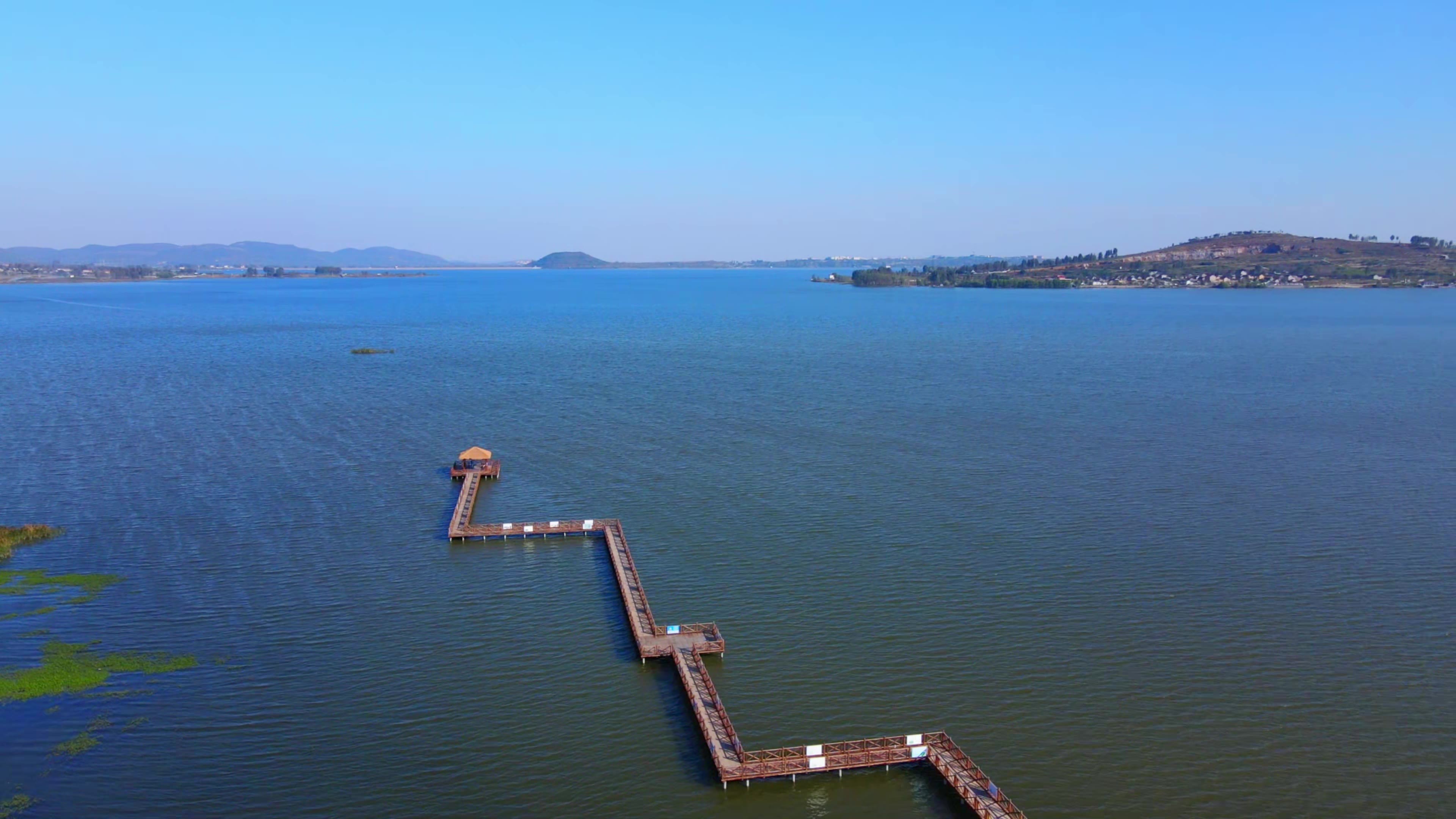 兰陵县会宝岭水库 会宝湖 湖景 自然风光视频素材画面2