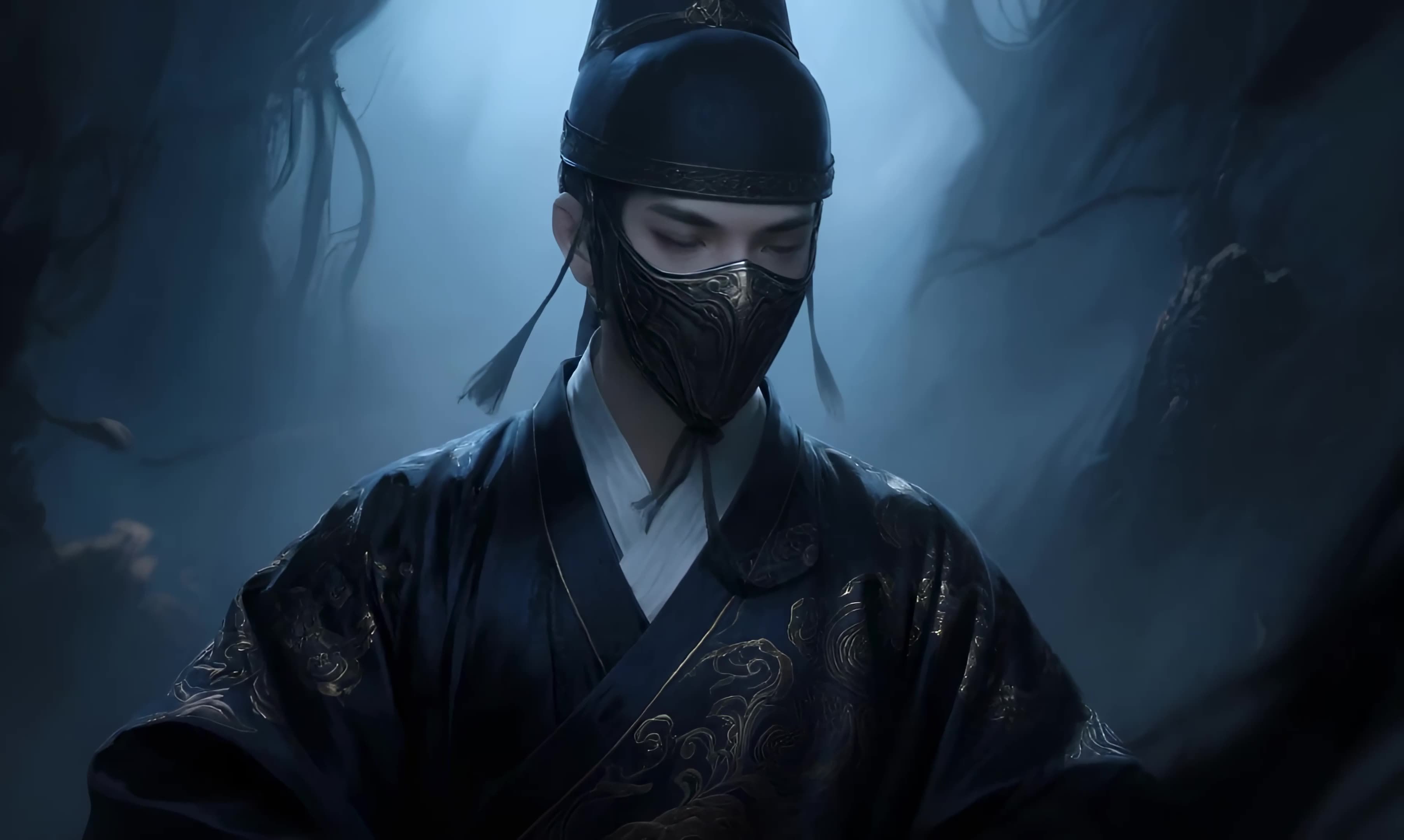 古风蒙面古装男子形象902视频素材画面1