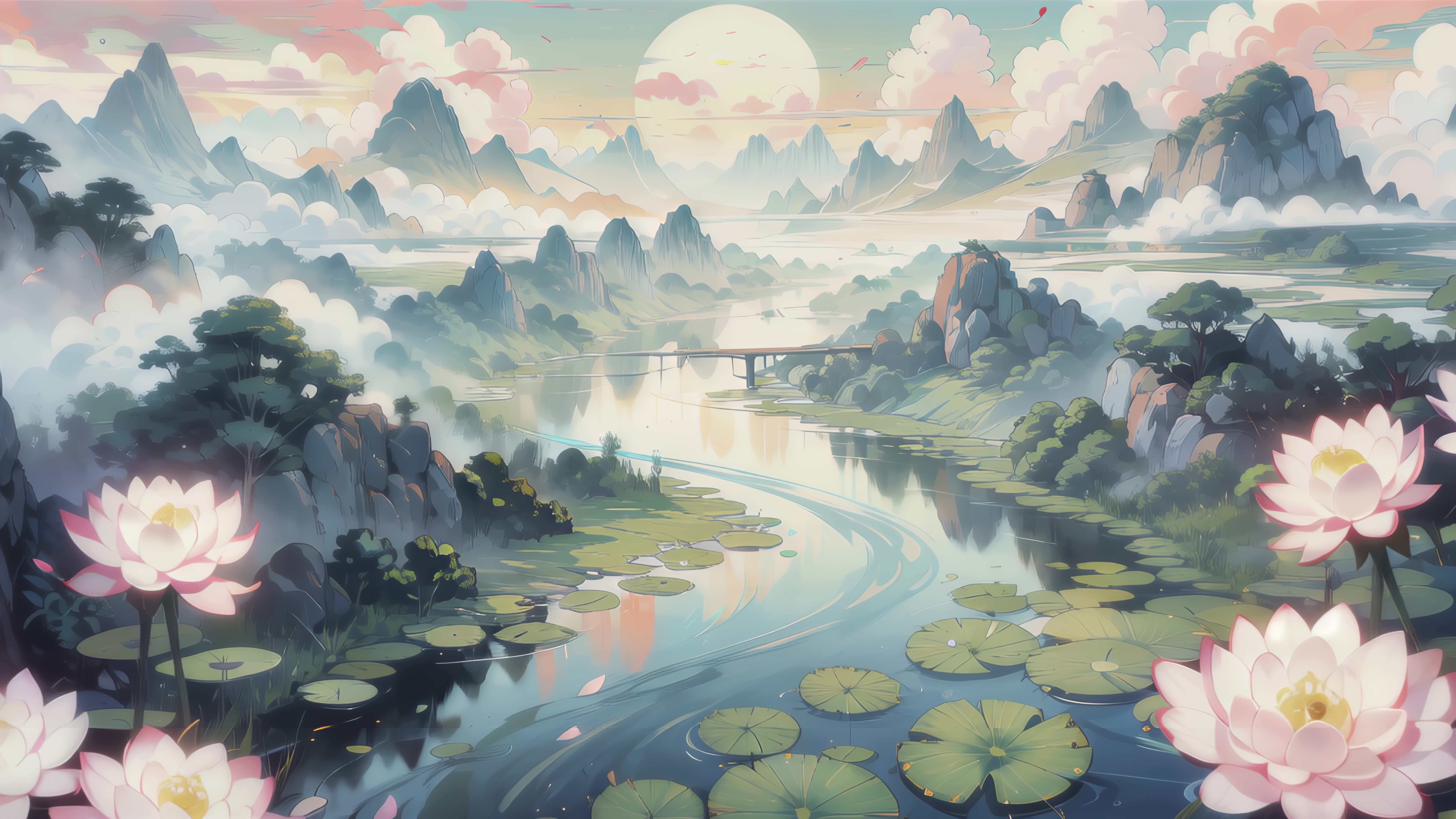 【8K】东方水墨山水画境古风背景视频素材画面1