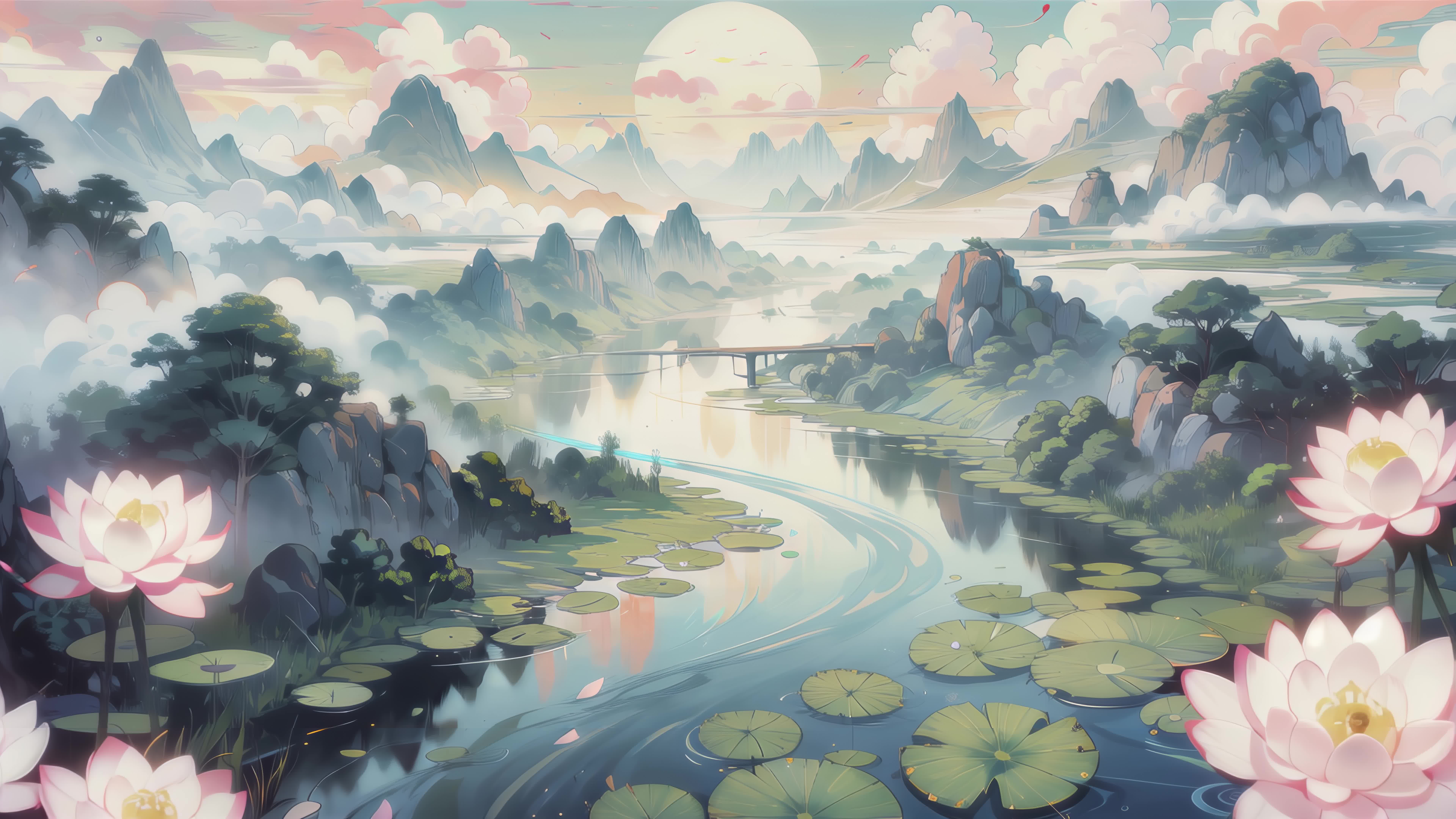 【8K】东方水墨山水画境古风背景视频素材画面2