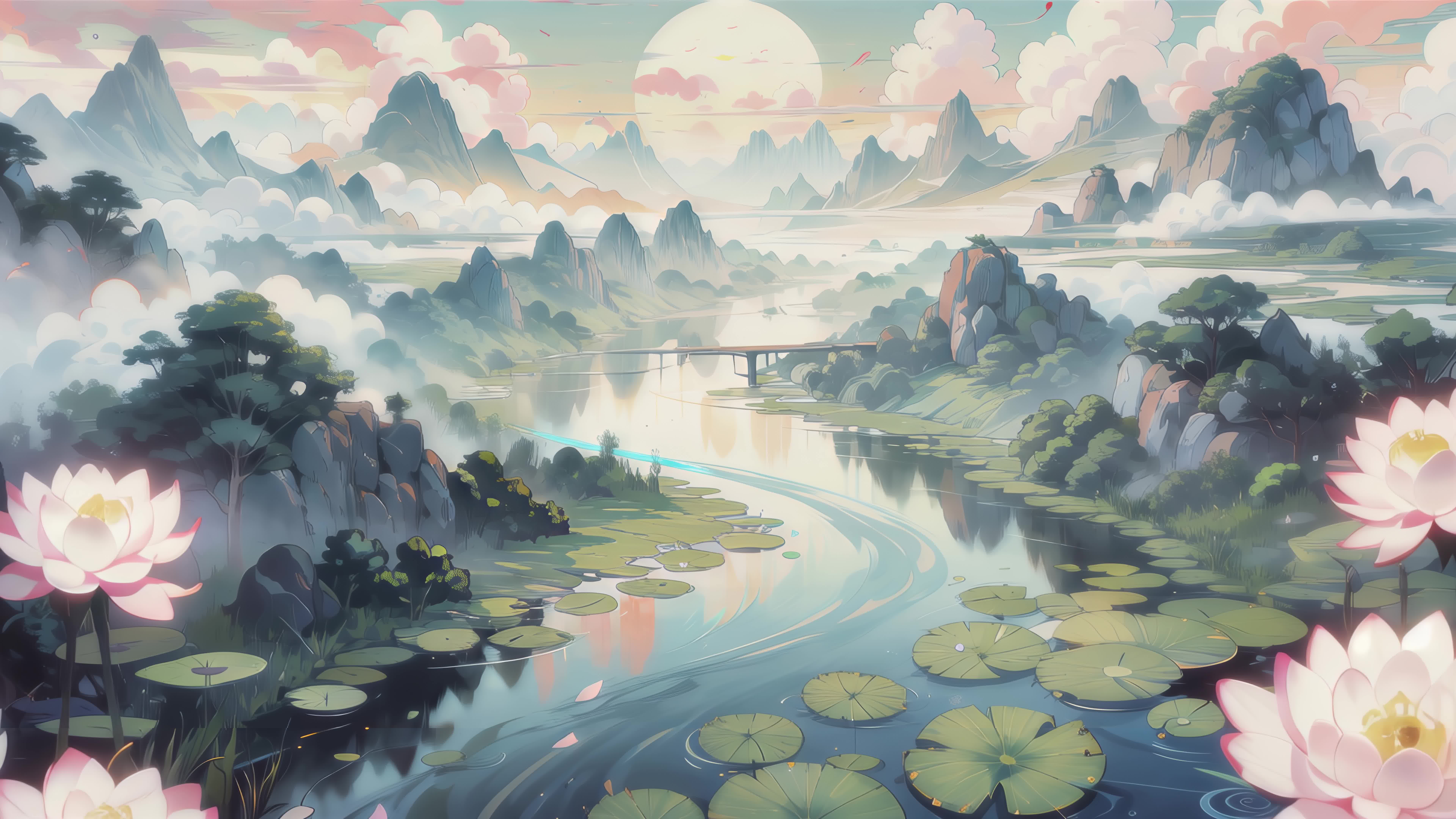 【8K】东方水墨山水画境古风背景视频素材画面3
