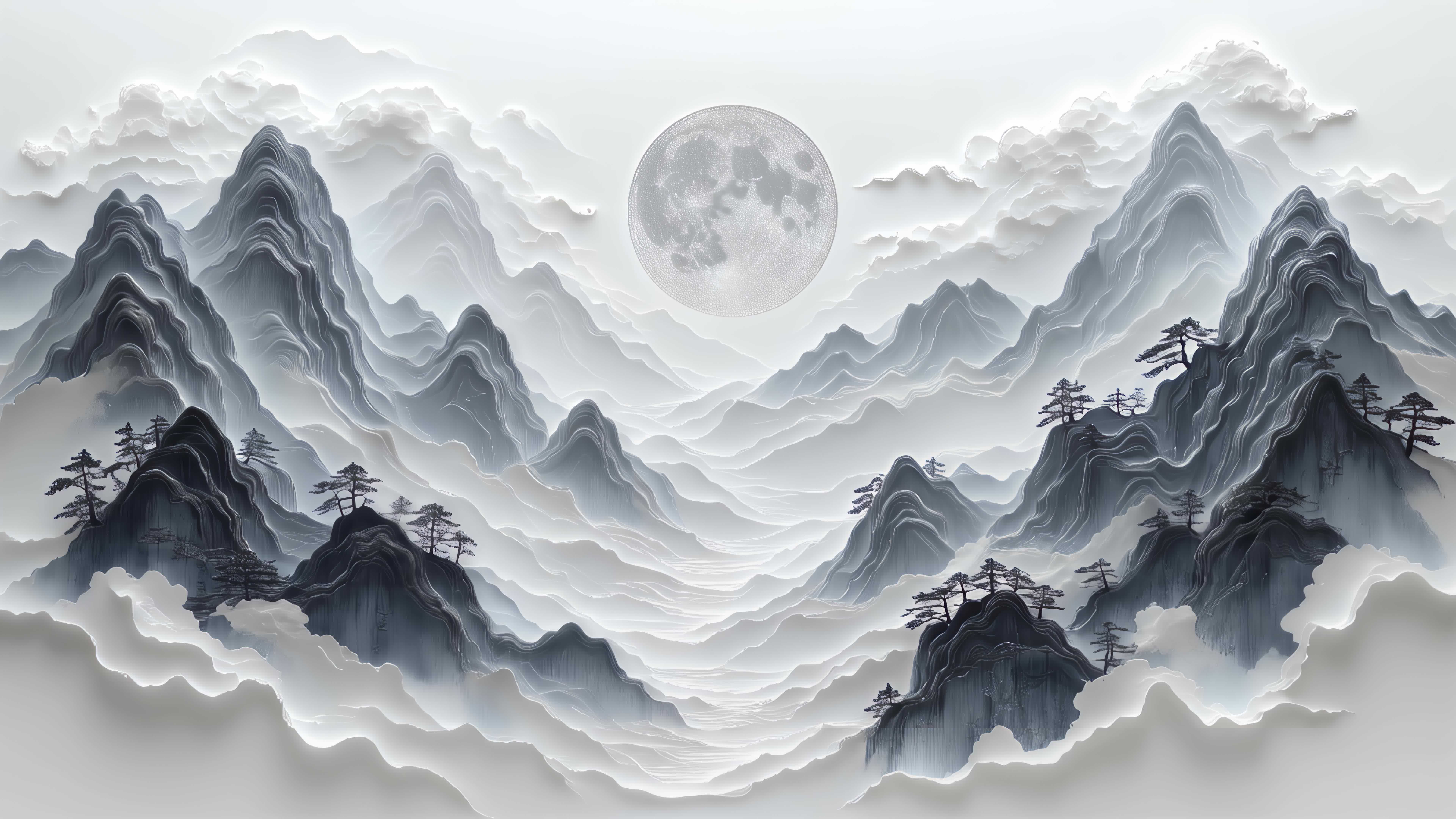 【8K】水墨山水意境古风背景视频素材画面1