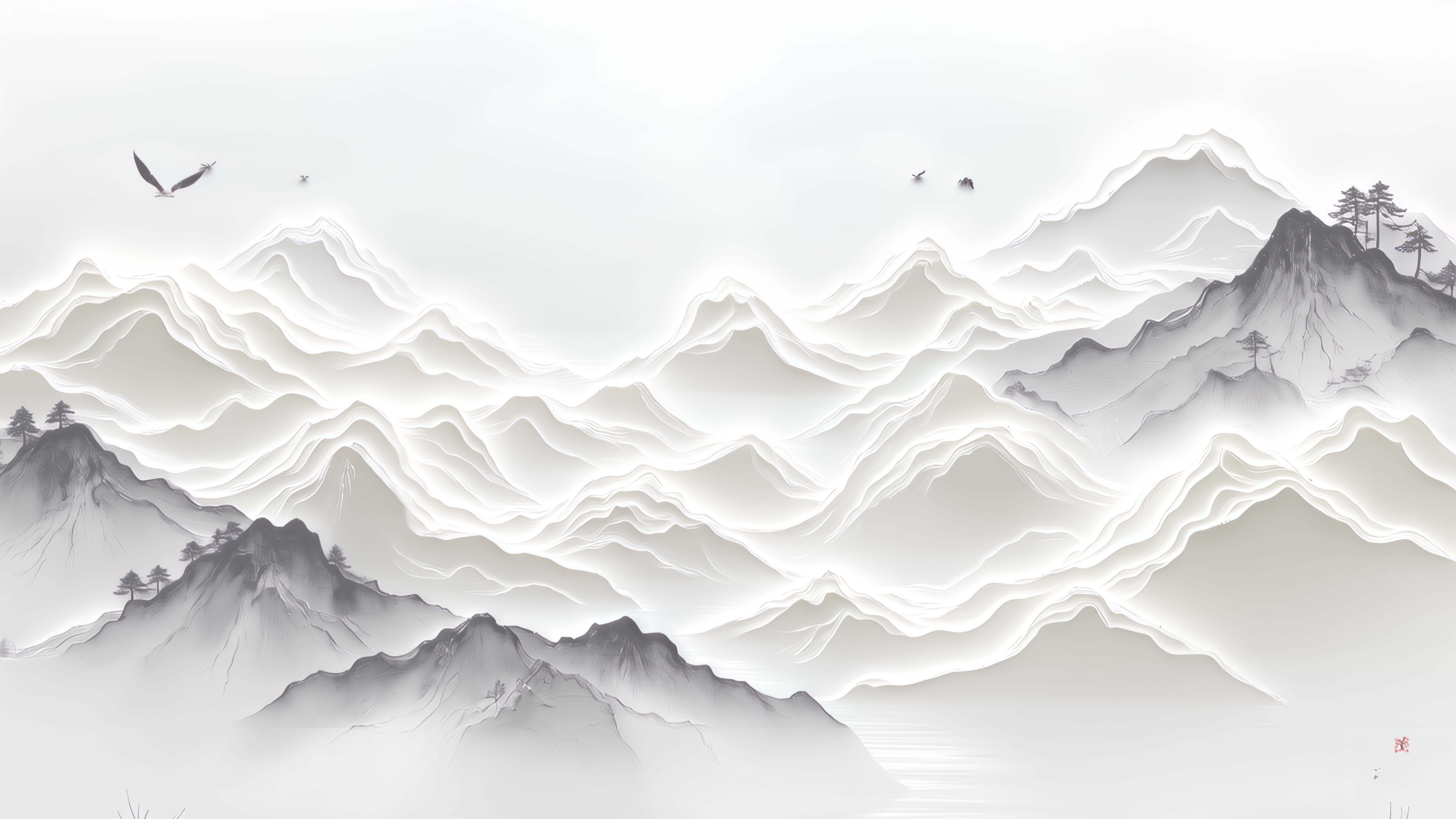 【8K】水墨山水意境古风背景视频素材画面1