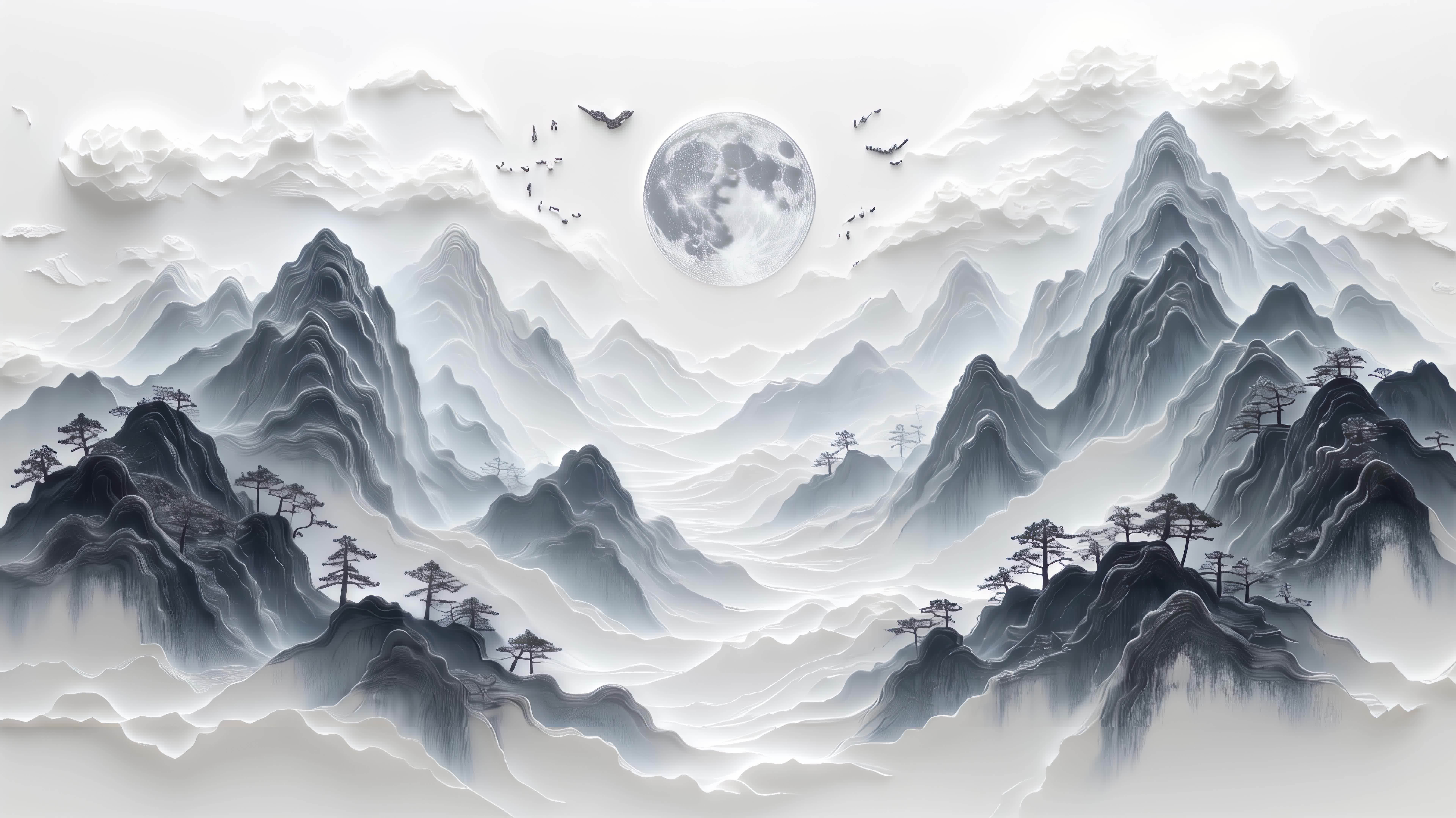 【8K】水墨风山水意境古风背景视频素材画面2
