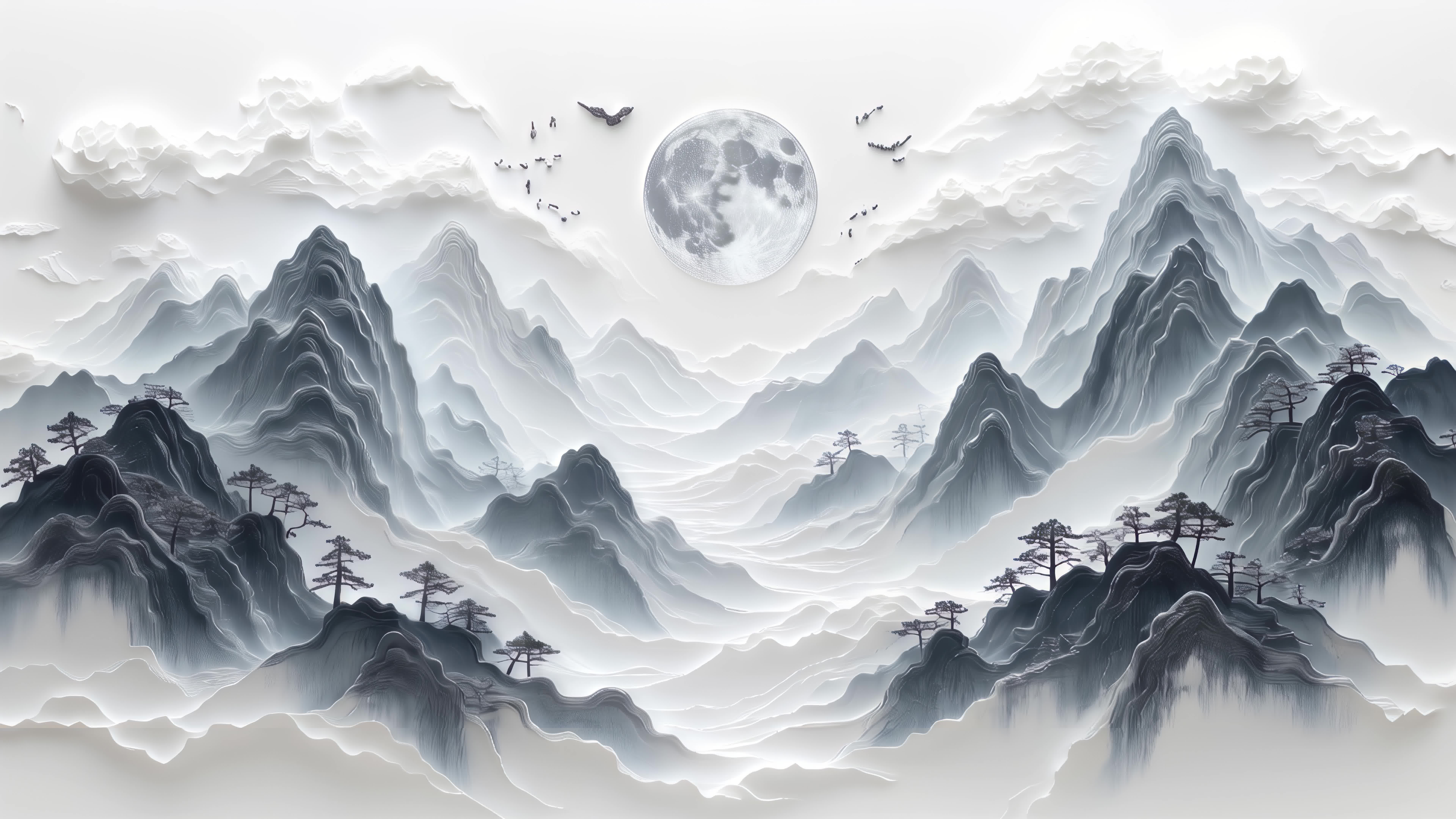 【8K】水墨风山水意境古风背景视频素材画面4