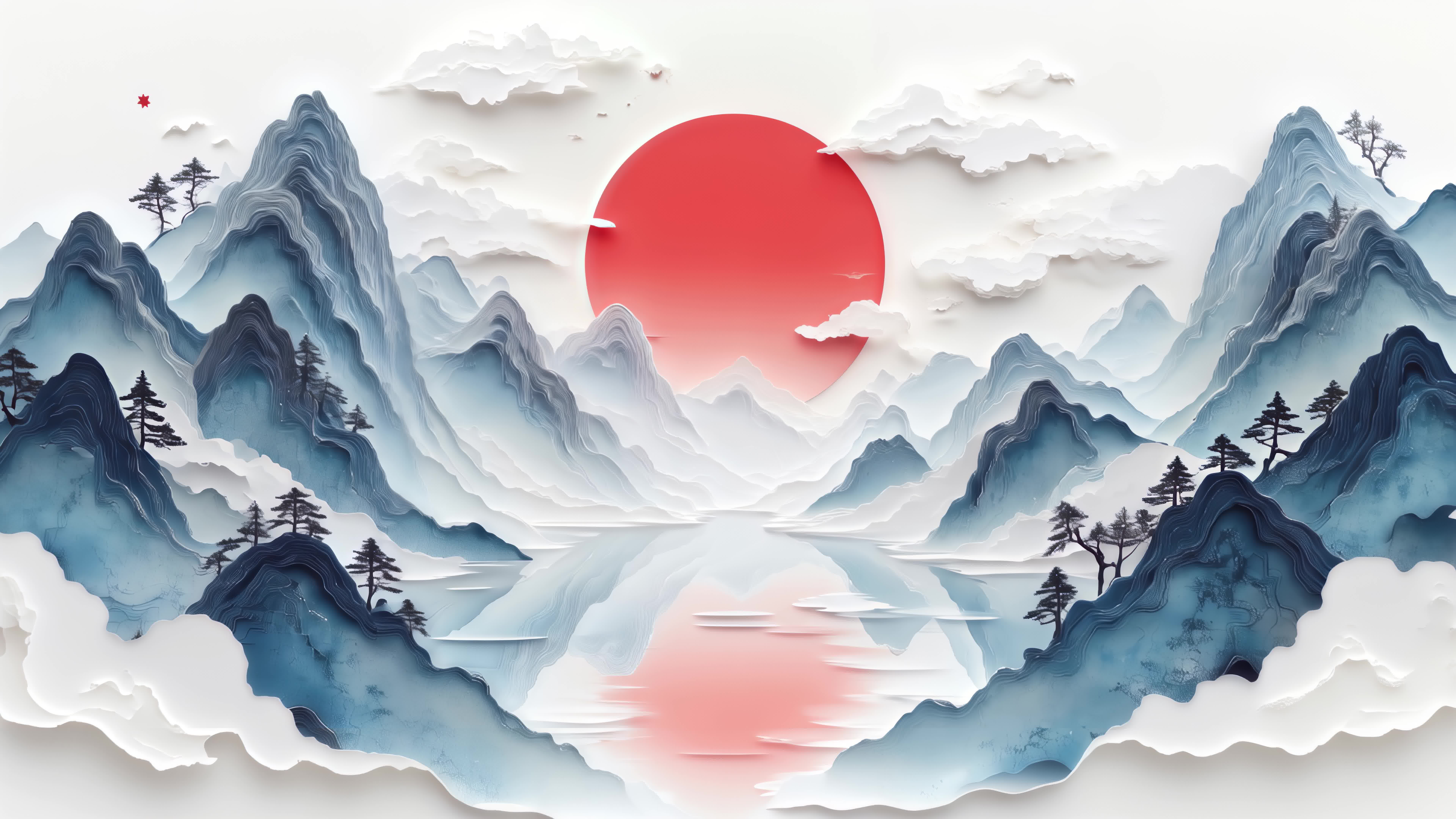【8K】水墨山水日出东方古风背景视频素材画面4